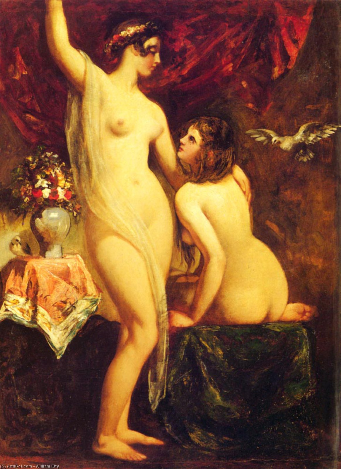 Buy Museum Art Reproductions Two nudes in an interior by William Etty (1787-1849, United Kingdom) | ArtsDot.com
