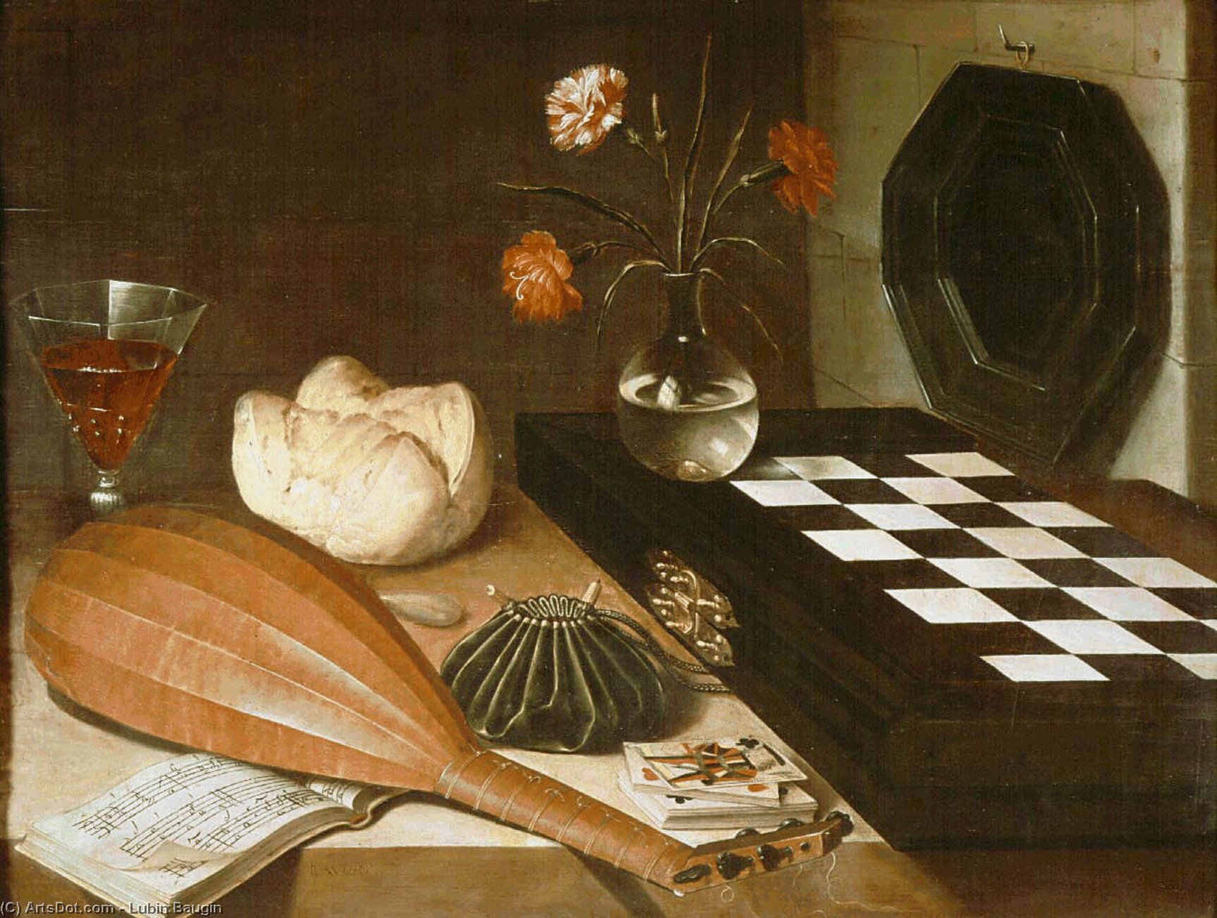 Order Paintings Reproductions Still life with chessboard, c.1630, Louvre by Lubin Baugin (1612-1663, France) | ArtsDot.com
