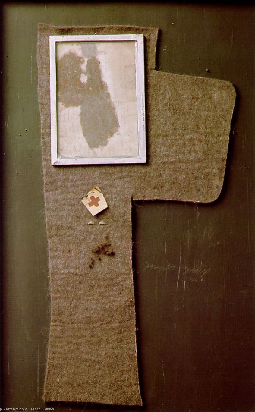 Buy Museum Art Reproductions Halbiertes Filzkreuz mit Staubbild `Magda`, -, 1965 by Joseph Beuys (Inspired By) (1921-1986, Germany) | ArtsDot.com