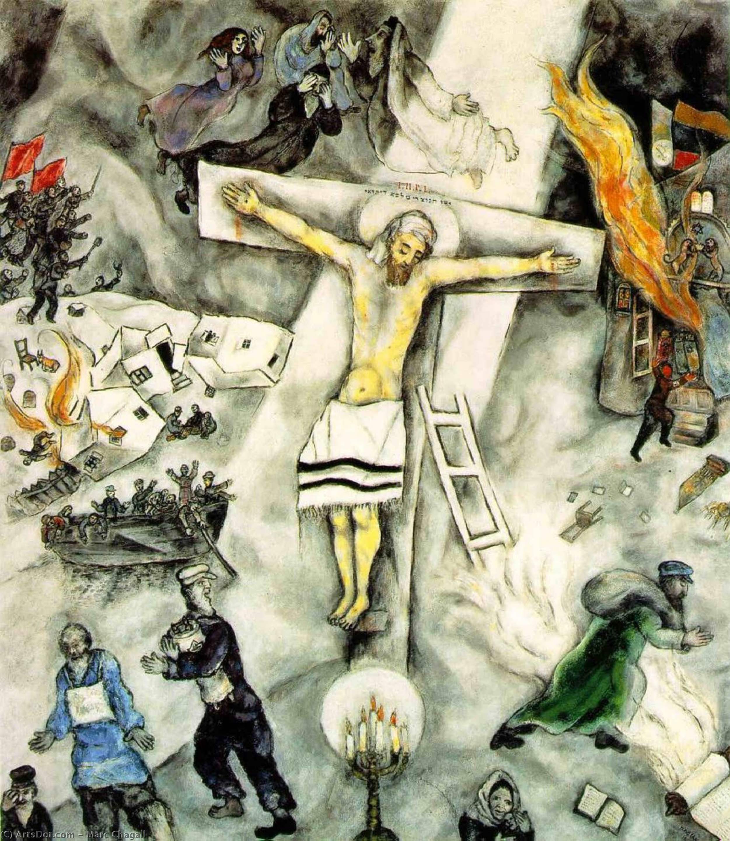 Order Oil Painting Replica White crucifixion, The Art Institute of Chicag, 1938 by Marc Chagall (Inspired By) (1887-1985, Belarus) | ArtsDot.com