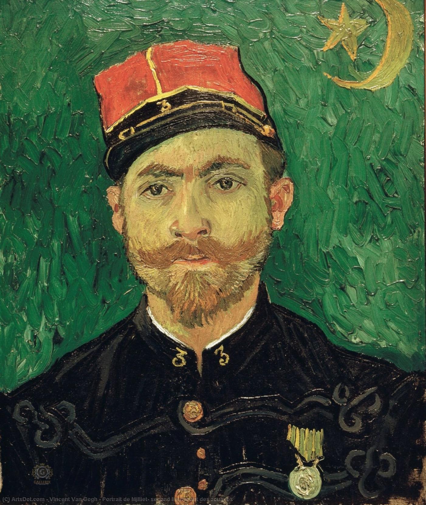 Order Artwork Replica Portrait de Milliet, second lieutenant des zouaves by Vincent Van Gogh (1853-1890, Netherlands) | ArtsDot.com