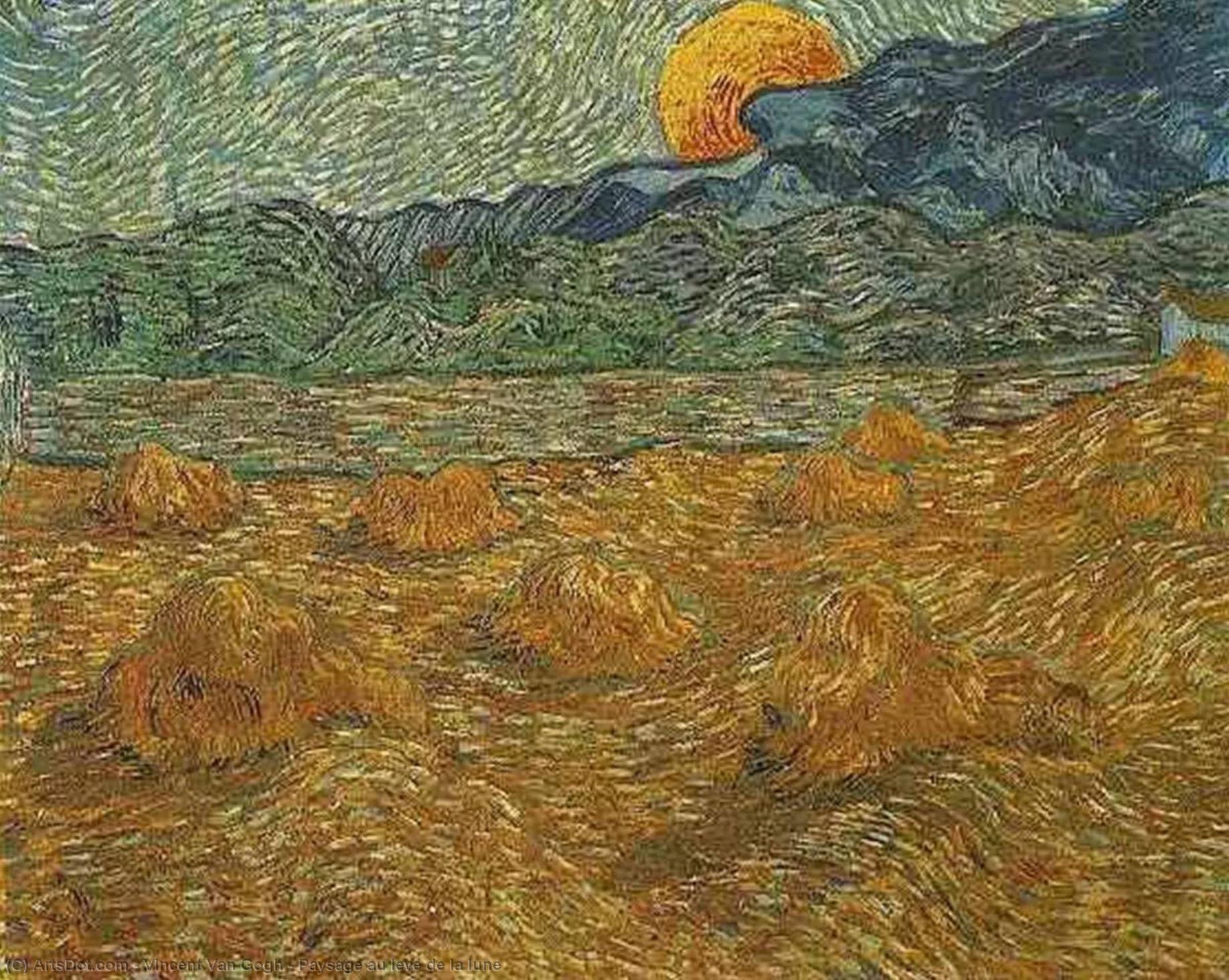 Order Artwork Replica Paysage au leve de la lune by Vincent Van Gogh (1853-1890, Netherlands) | ArtsDot.com