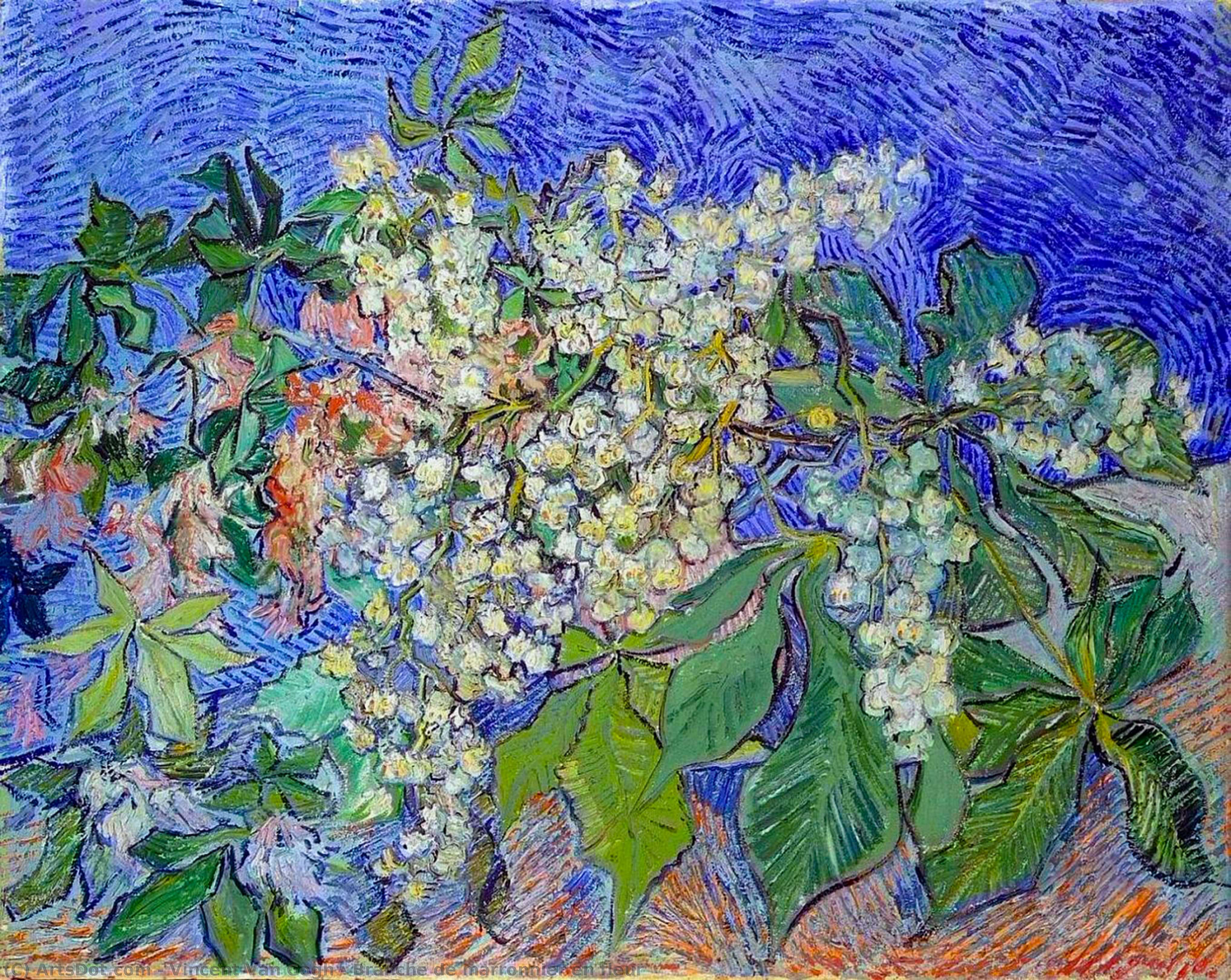 Order Oil Painting Replica Branche de marronnier en fleur by Vincent Van Gogh (1853-1890, Netherlands) | ArtsDot.com