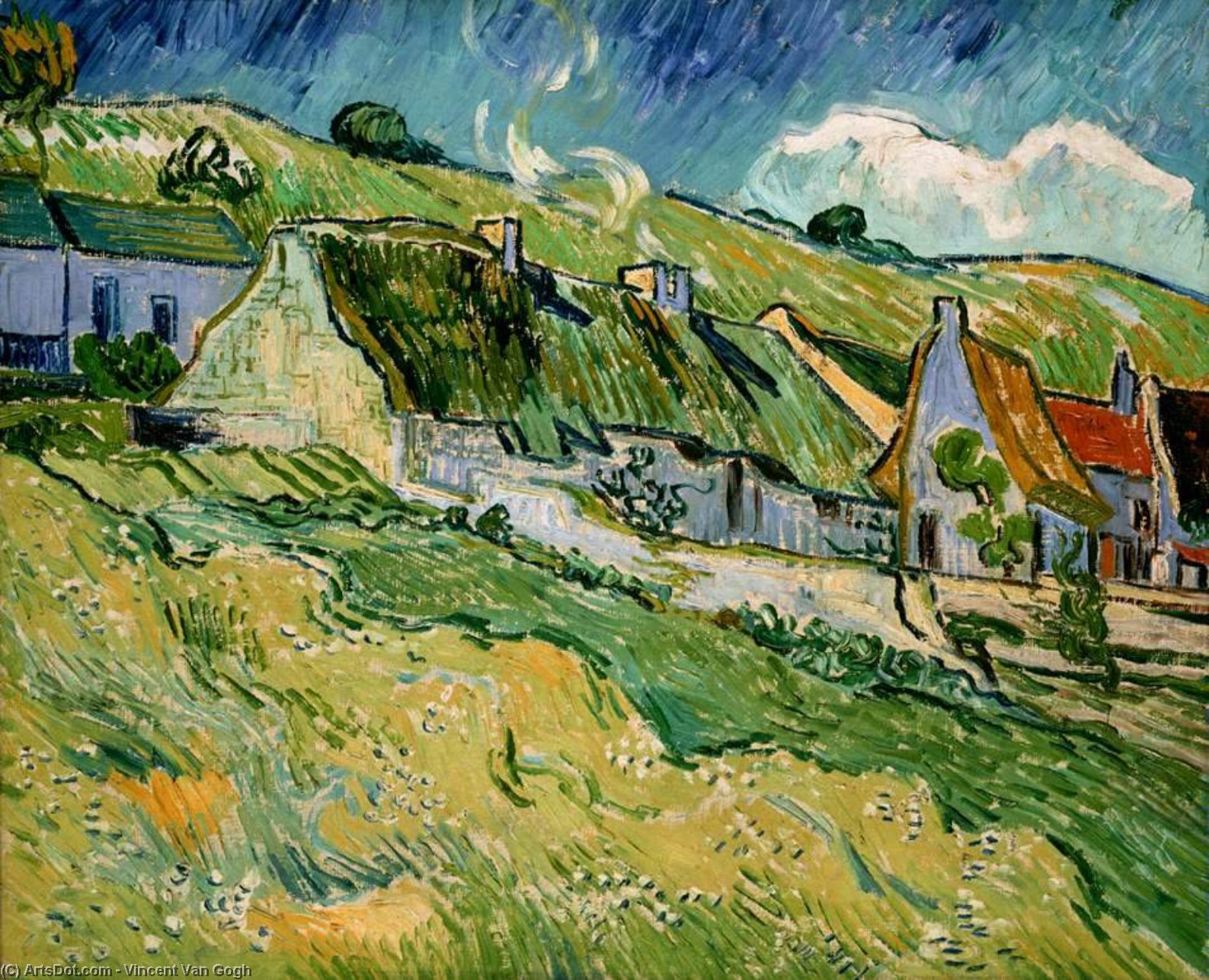 Order Oil Painting Replica Cottages, eremitaget, 1890 by Vincent Van Gogh (1853-1890, Netherlands) | ArtsDot.com