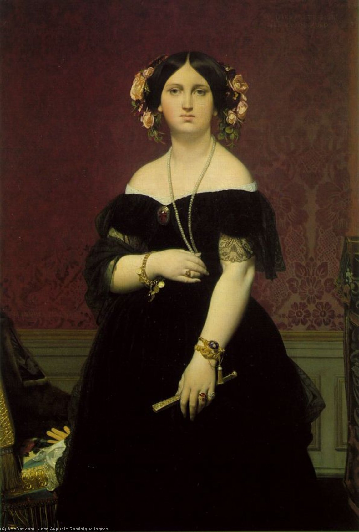 Buy Museum Art Reproductions Marie-Clotilde-Ines de Foucauld, Madame Moitessier, - by Jean Auguste Dominique Ingres (1780-1867, France) | ArtsDot.com