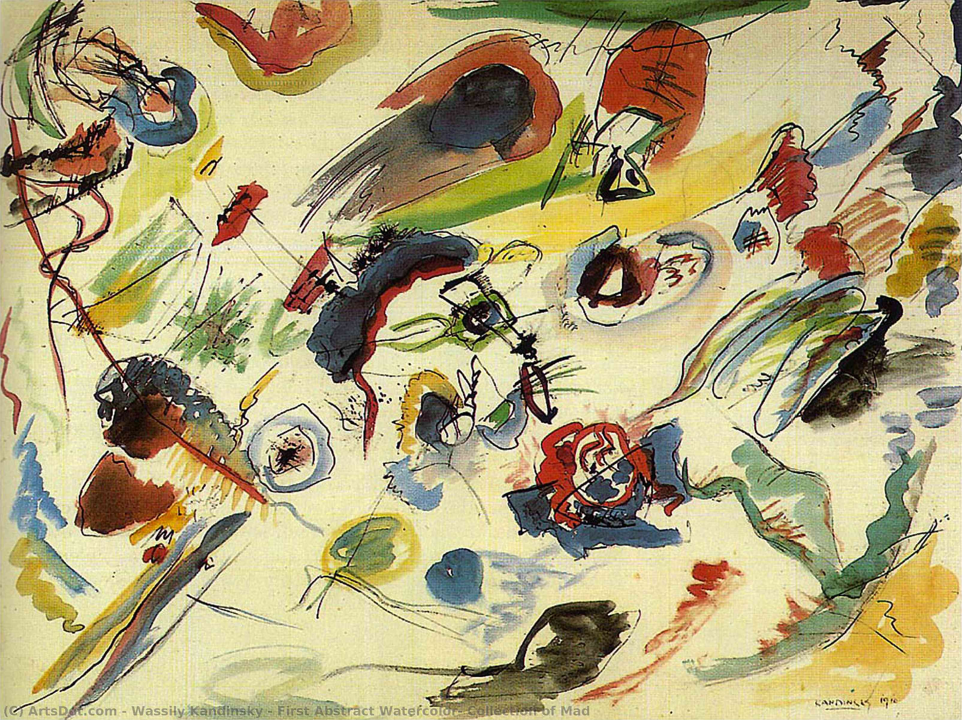 Buy Museum Art Reproductions First Abstract Watercolor, Collection of Mad, 1910 by Wassily Kandinsky (1866-1944, Russia) | ArtsDot.com