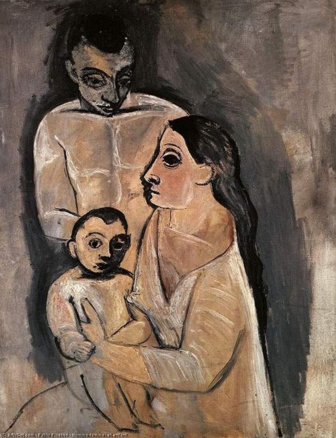 Buy Museum Art Reproductions Homme,femme, et enfant by Pablo Picasso (Inspired By) (1881-1973, Spain) | ArtsDot.com