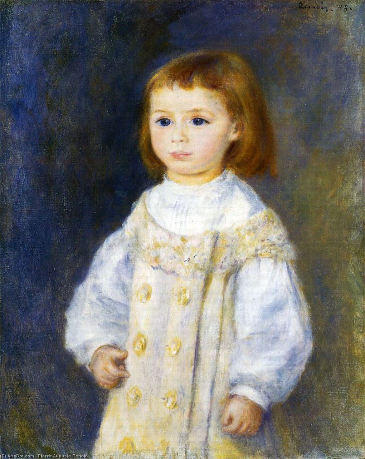 Order Paintings Reproductions Lucie Berard (Child in White), Art Institute of, 1883 by Pierre-Auguste Renoir (1841-1919, France) | ArtsDot.com