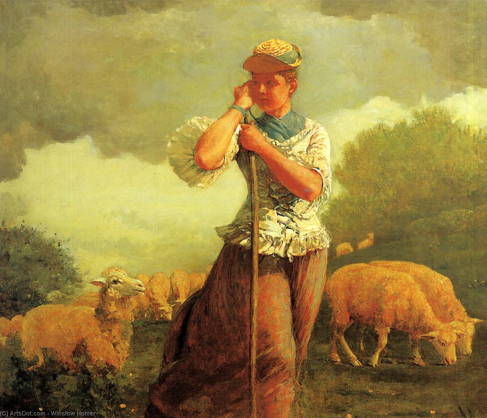 Buy Museum Art Reproductions The Shepherdess of Houghton Farm by Winslow Homer (1836-1910, United States) | ArtsDot.com