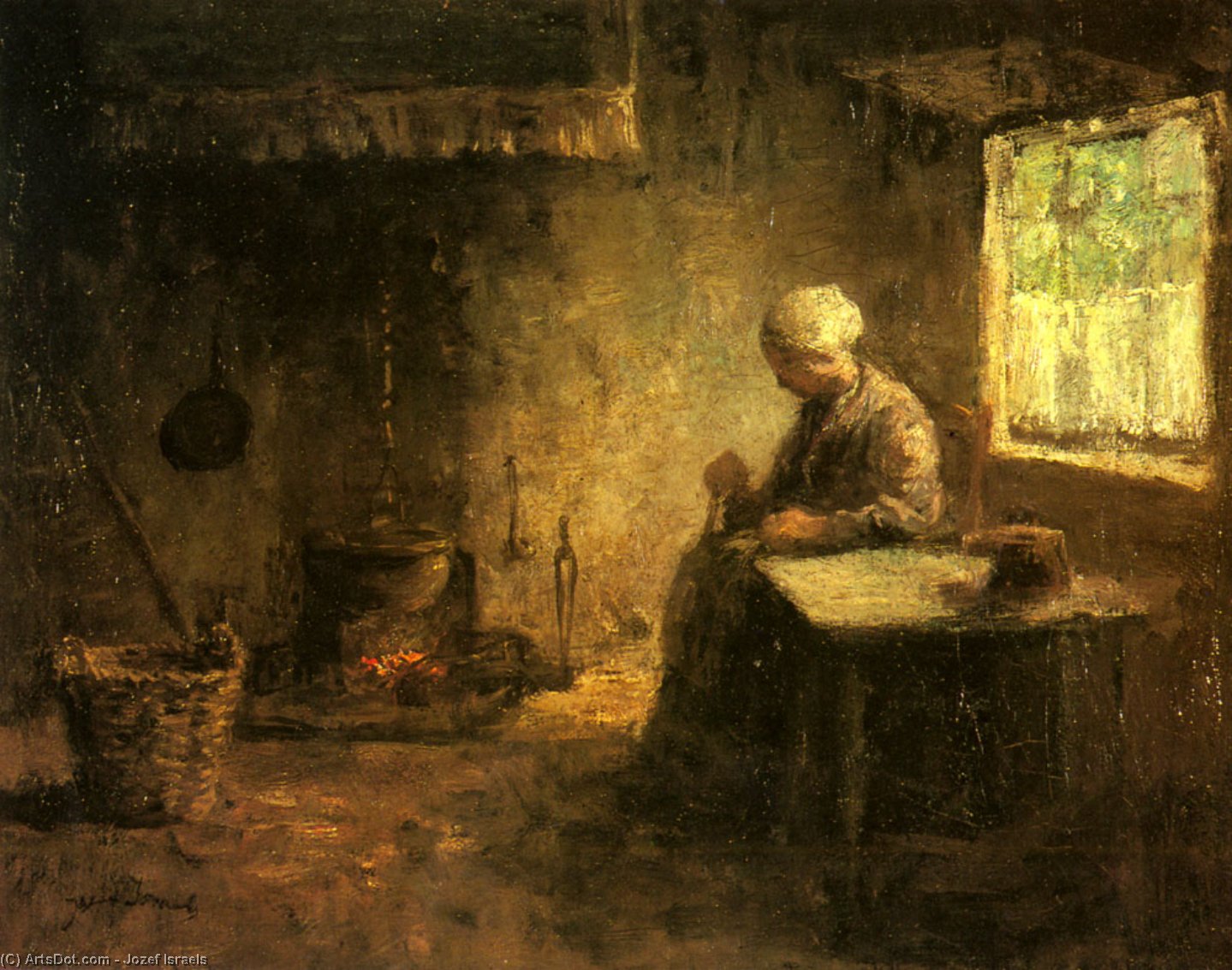 Order Art Reproductions Peasant Woman by a Hearth by Jozef Israels (1824-1911, Netherlands) | ArtsDot.com
