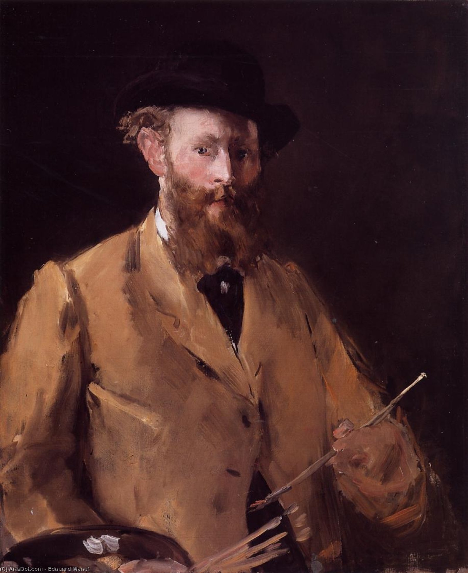 Order Oil Painting Replica Self Portrait with Palette by Edouard Manet (1832-1883, France) | ArtsDot.com