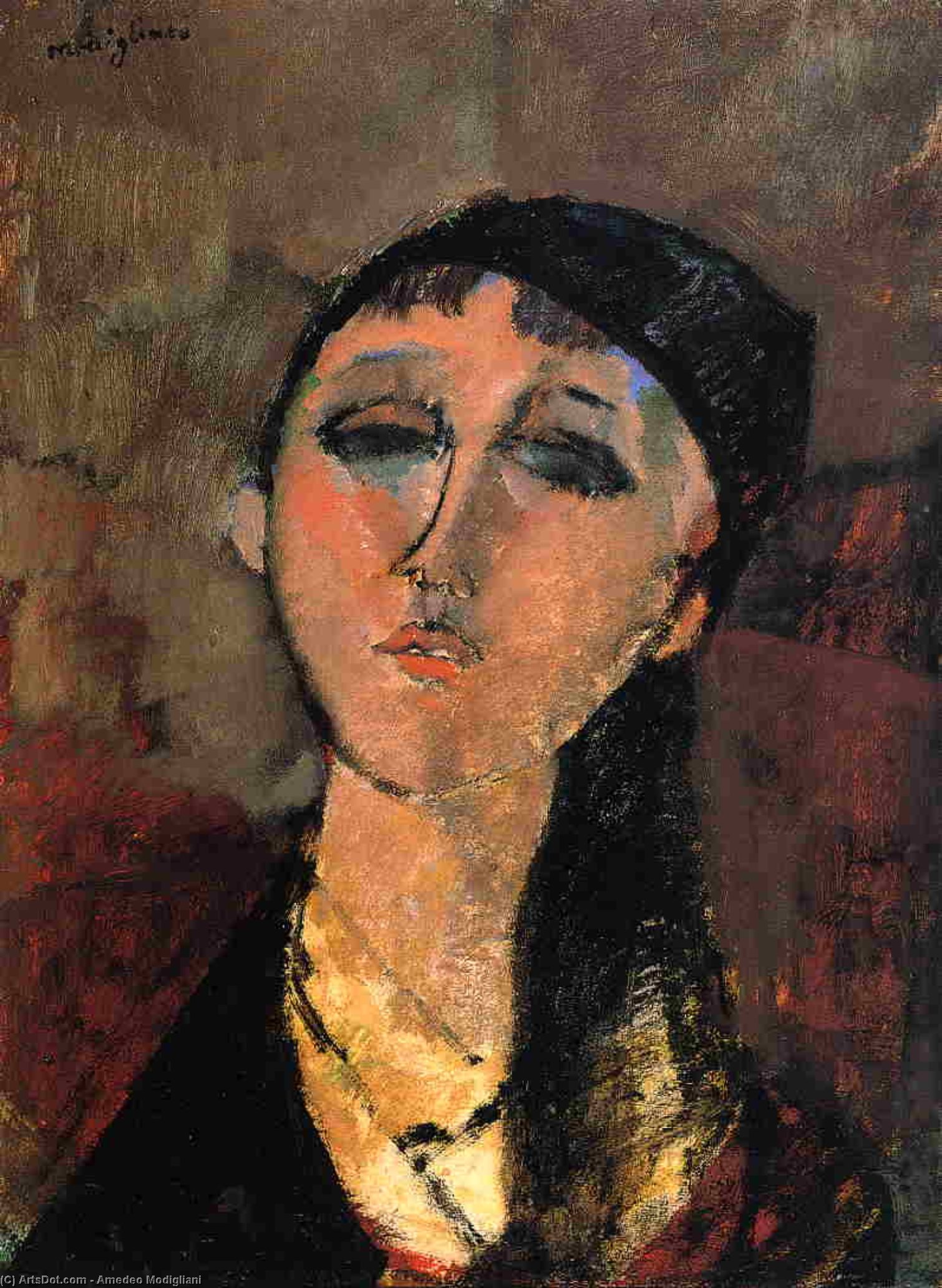Order Oil Painting Replica Portrait of a Young Girl (Louise) by Amedeo Modigliani | ArtsDot.com
