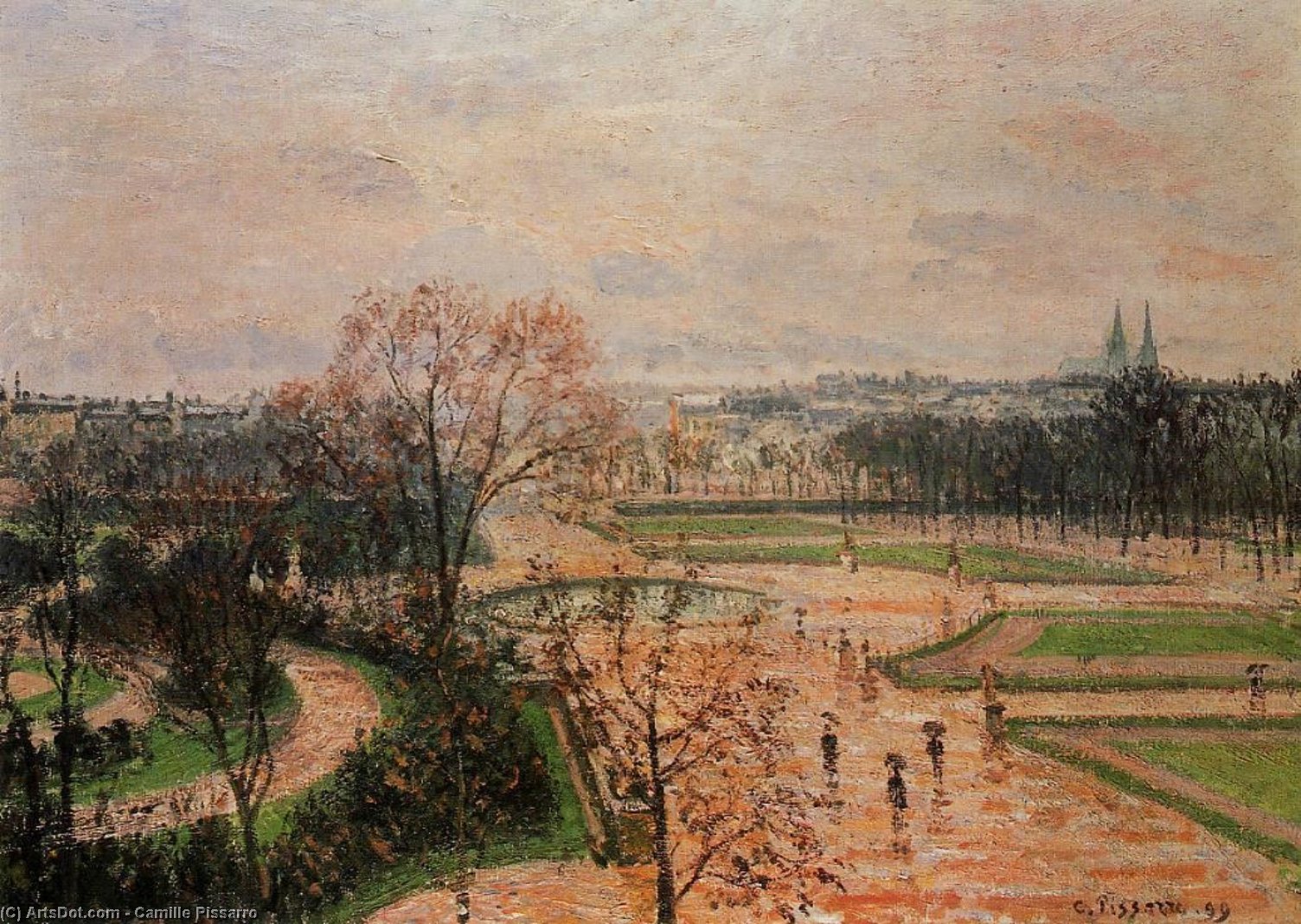Order Oil Painting Replica The tuileries gardens - rainy weather by Camille Pissarro (1830-1903, United States) | ArtsDot.com