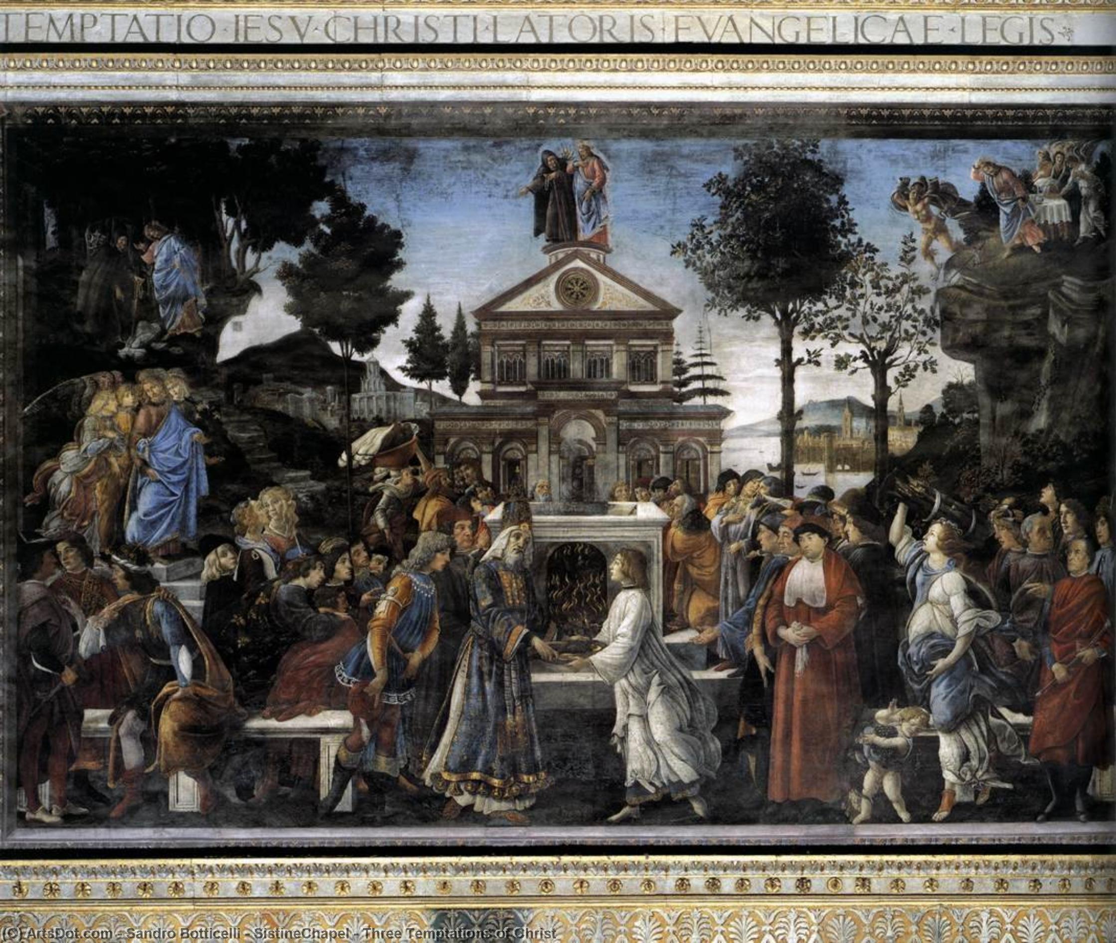 Order Artwork Replica SistineChapel - Three Temptations of Christ by Sandro Botticelli (1445-1510, Italy) | ArtsDot.com