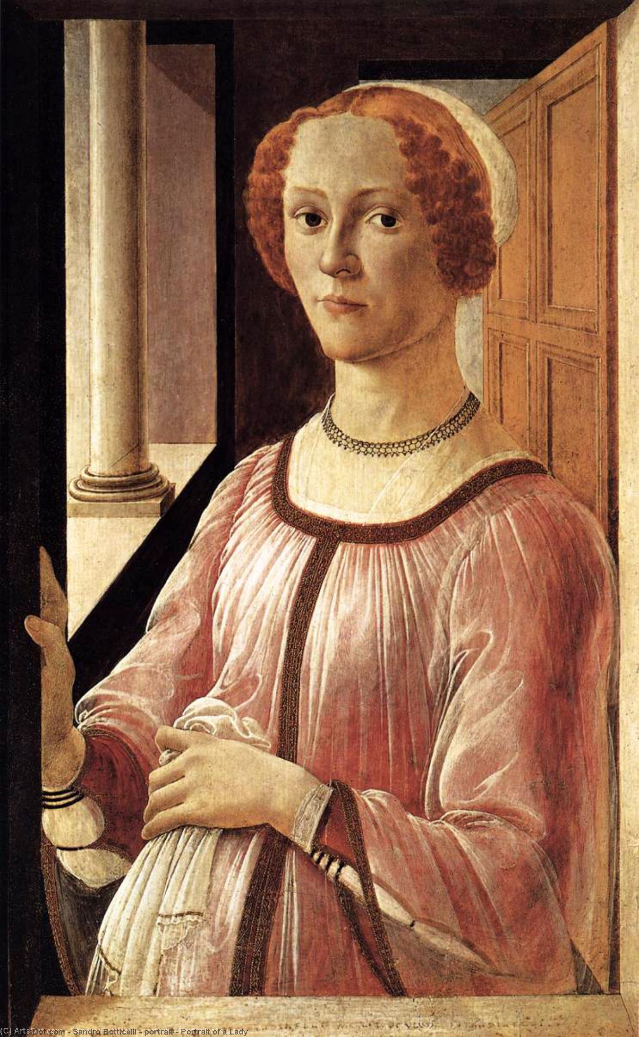 Buy Museum Art Reproductions portrait - Portrait of a Lady by Sandro Botticelli (1445-1510, Italy) | ArtsDot.com