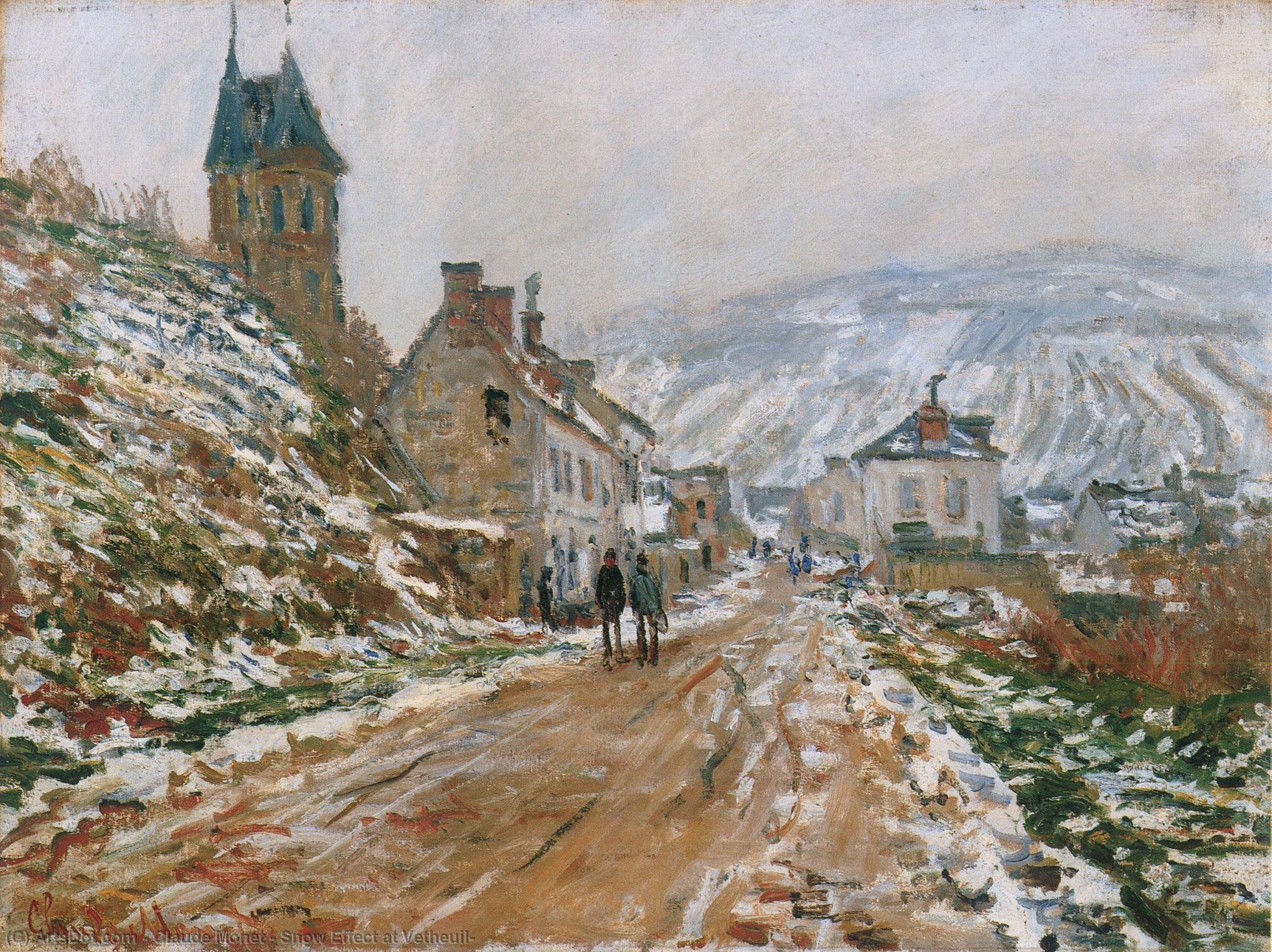Buy Museum Art Reproductions Snow Effect at Vetheuil,, 1878 by Claude Monet (1840-1926, France) | ArtsDot.com