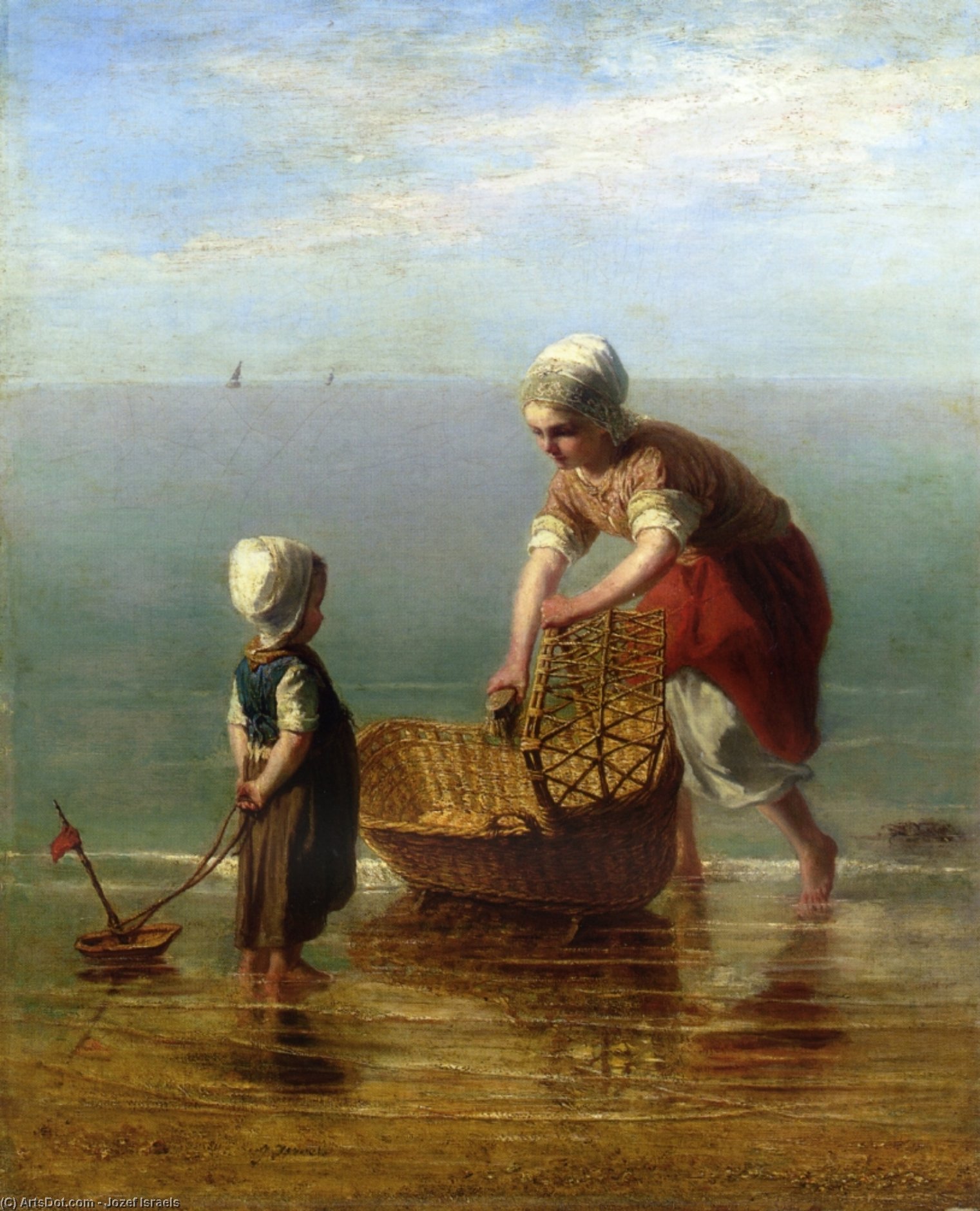 Order Paintings Reproductions Mother and Child by the Sea by Jozef Israels (1824-1911, Netherlands) | ArtsDot.com