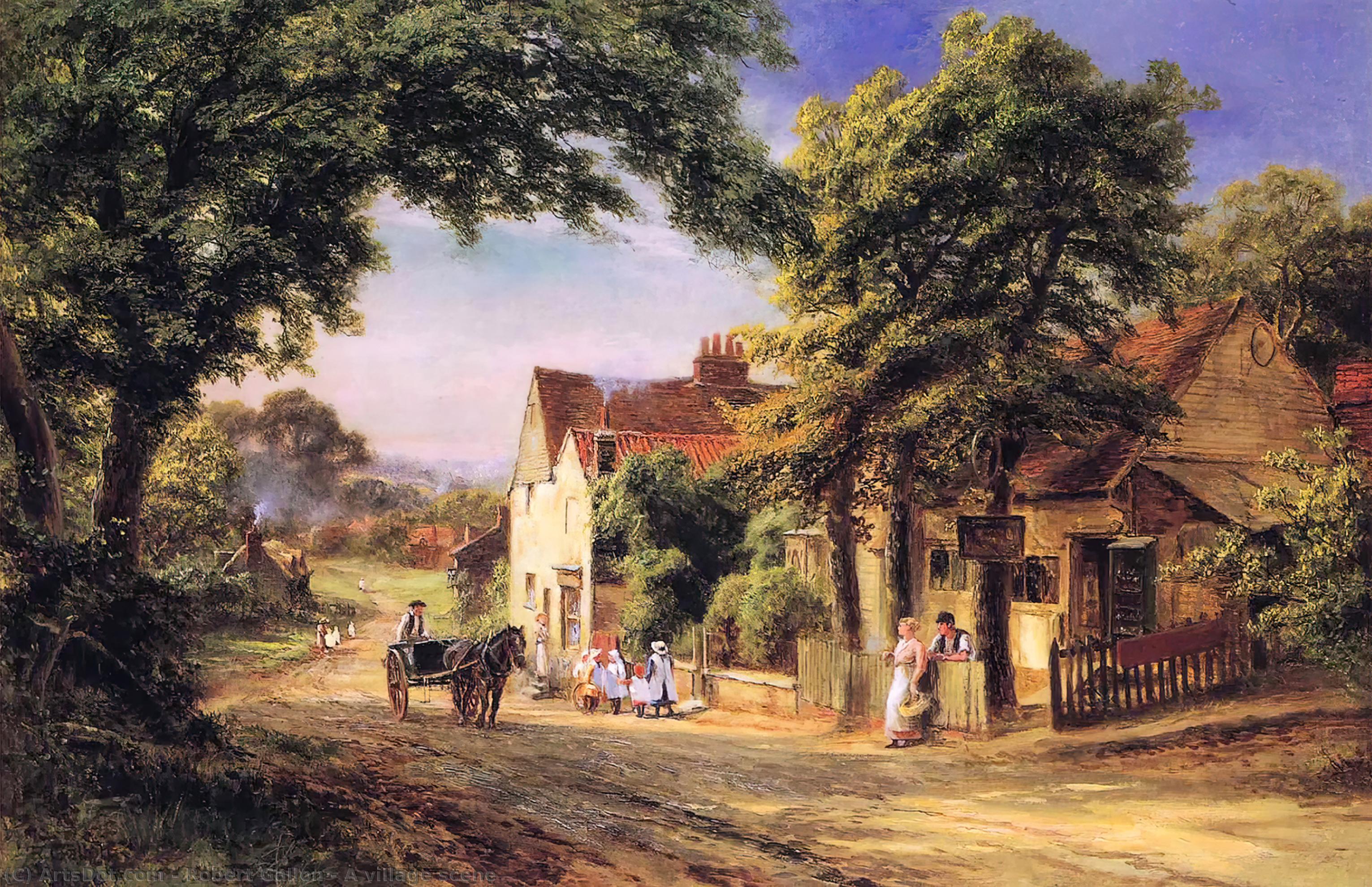 Buy Museum Art Reproductions A village scene by Robert Gallon (1845-1925, United Kingdom) | ArtsDot.com