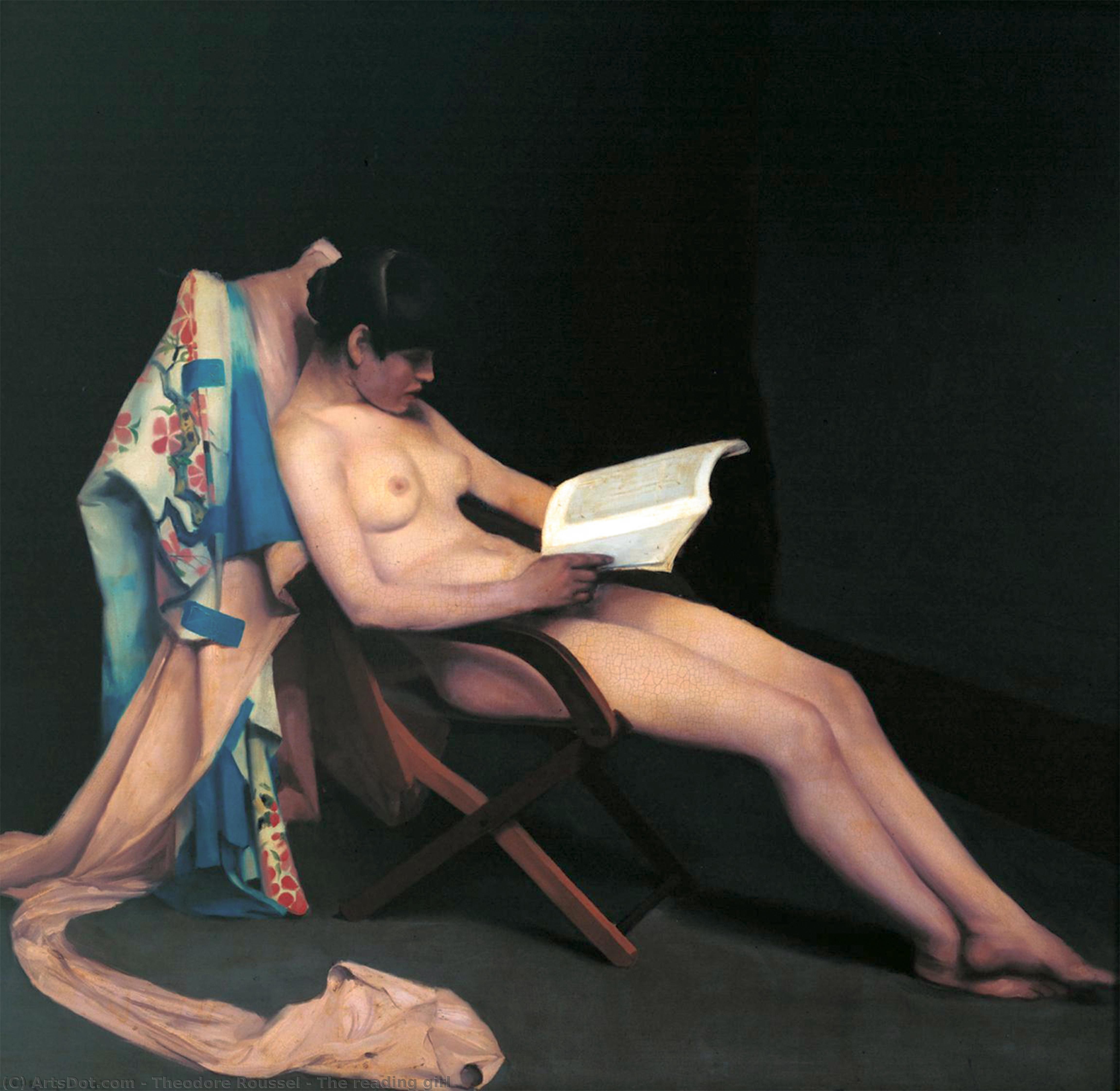 Order Oil Painting Replica The reading girl by Theodore Roussel (1847-1926, France) | ArtsDot.com