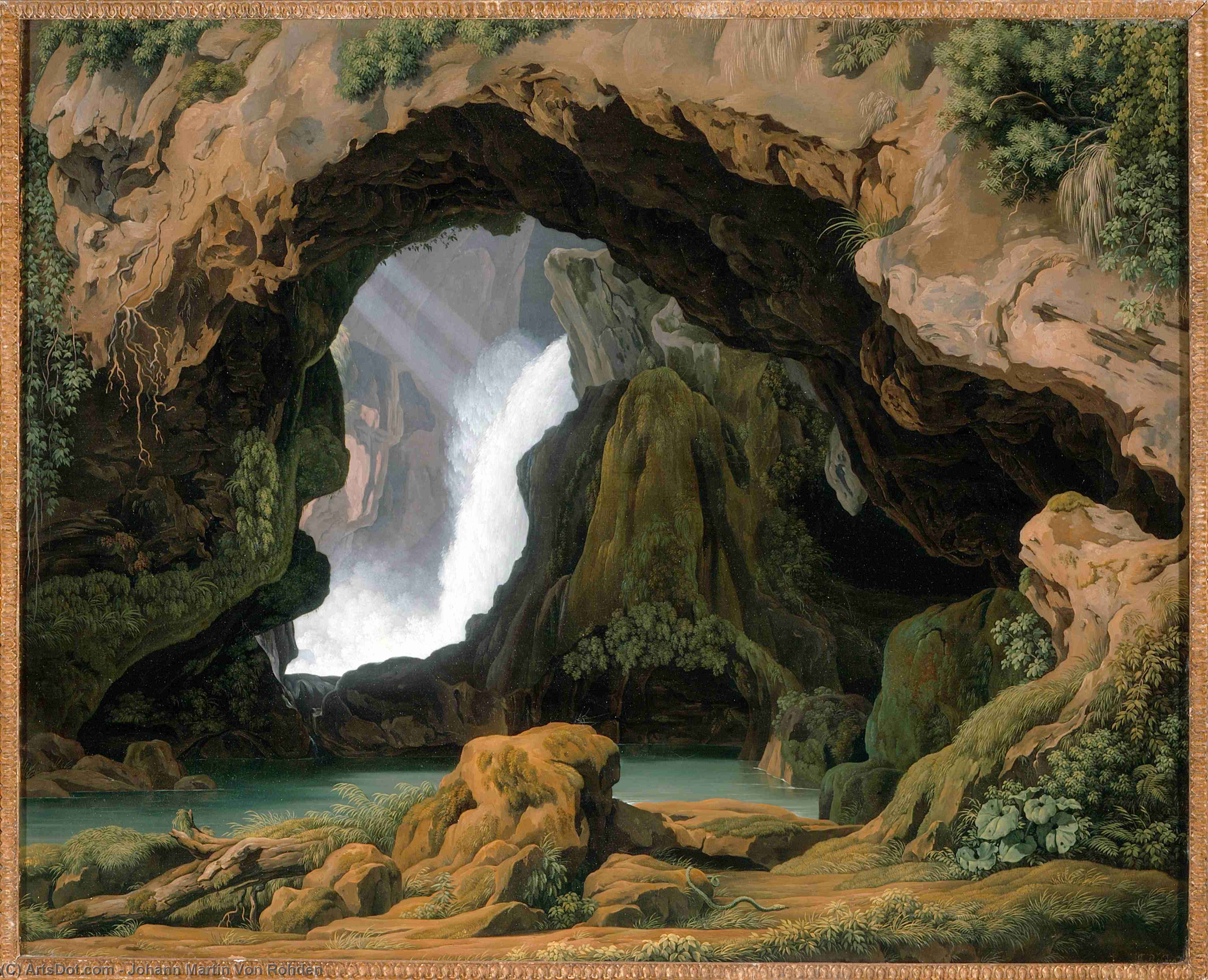 Buy Museum Art Reproductions The Grotto of Neptune in Tivoli by Johann Martin Von Rohden (1778-1868) | ArtsDot.com