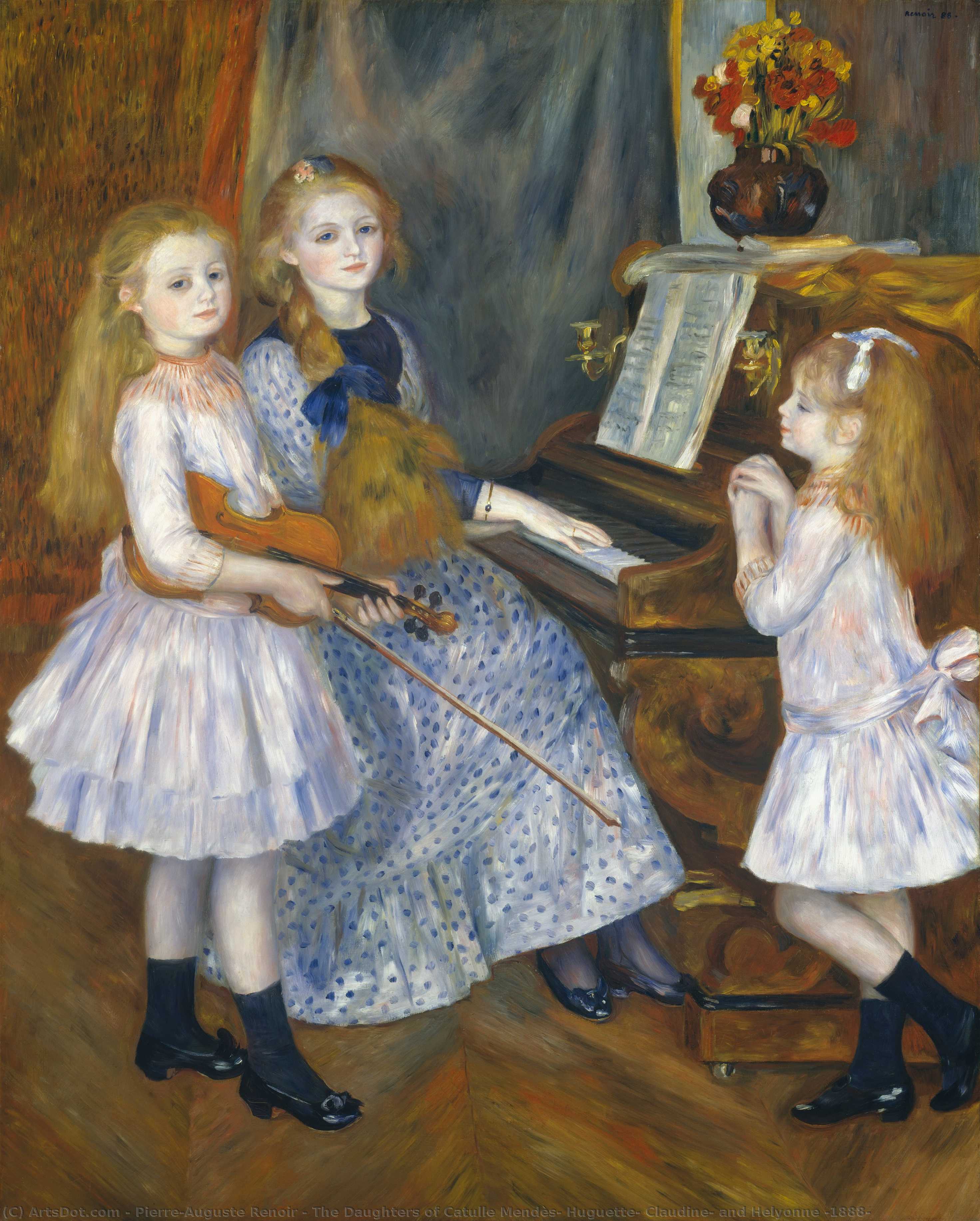 Order Art Reproductions The Daughters of Catulle Mendès, Huguette, Claudine, and Helyonne (1888) by Pierre-Auguste Renoir (1841-1919, France) | ArtsDot.com
