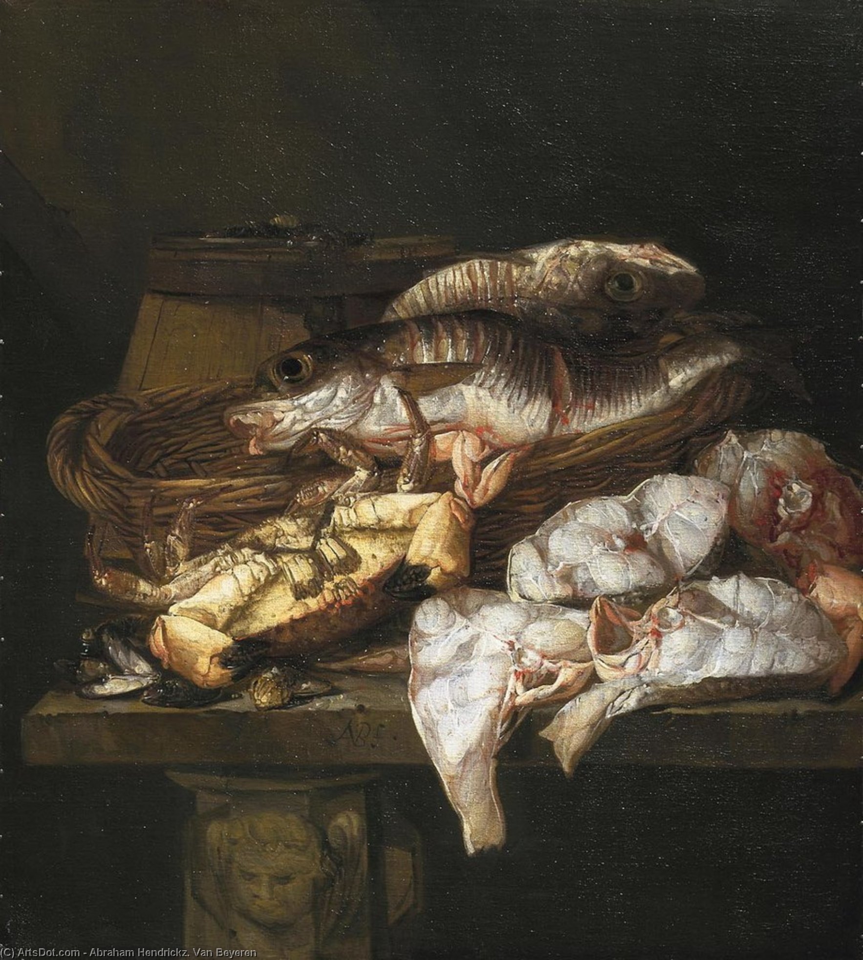 Buy Museum Art Reproductions Still life with Fish (about (75.8 x 68) (The Hague, the Royal Gallery Mauritshuis) (1650-1690)) by Abraham Hendriksz Van Beijeren | ArtsDot.com