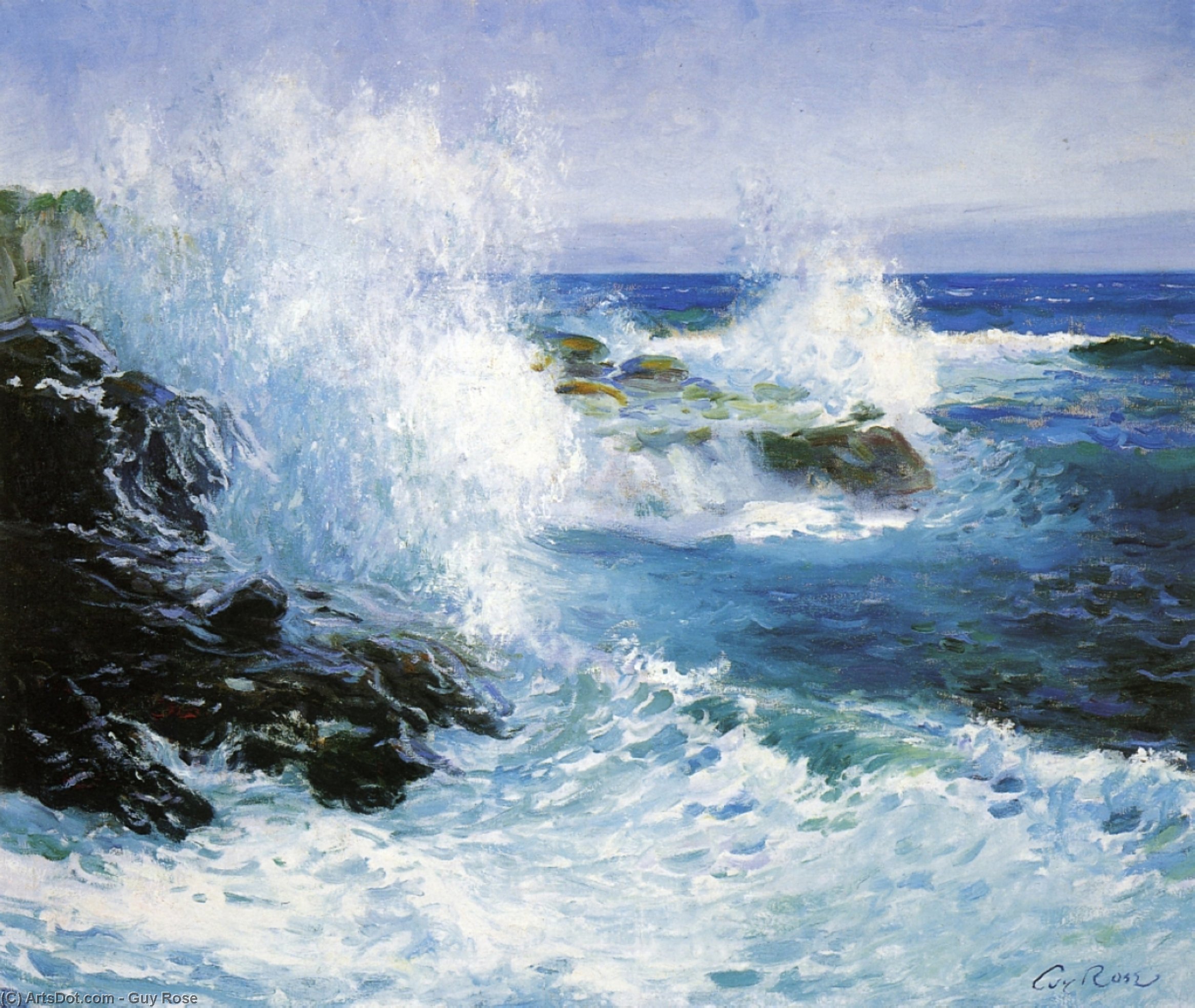 Order Oil Painting Replica The Sea View of Cliffs by Guy Rose (1867-1925) | ArtsDot.com