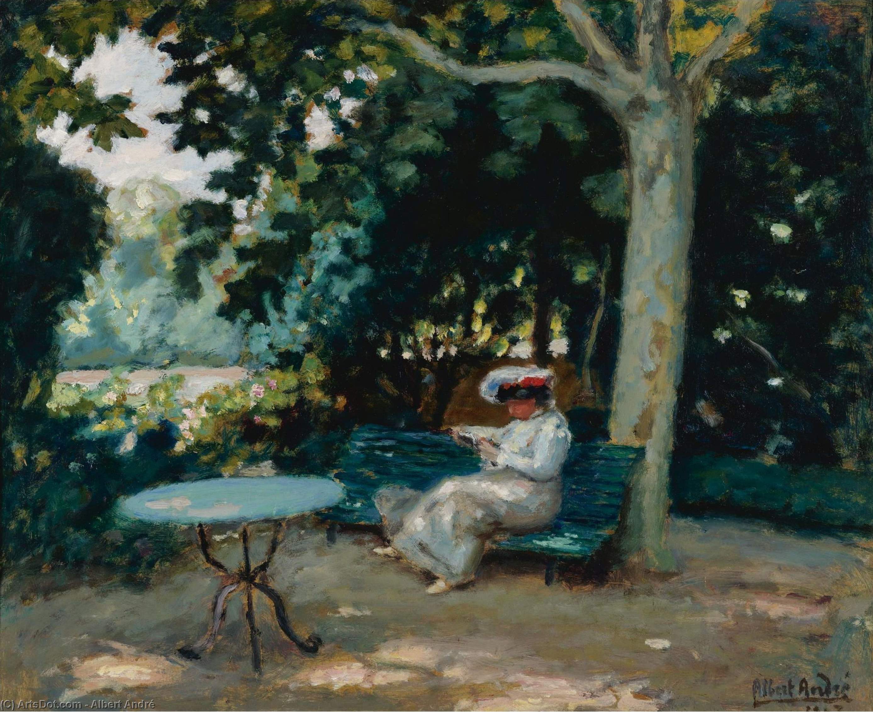 Order Oil Painting Replica Reading at the Garden, (1903) by Albert André (Inspired By) (1869-1954) | ArtsDot.com