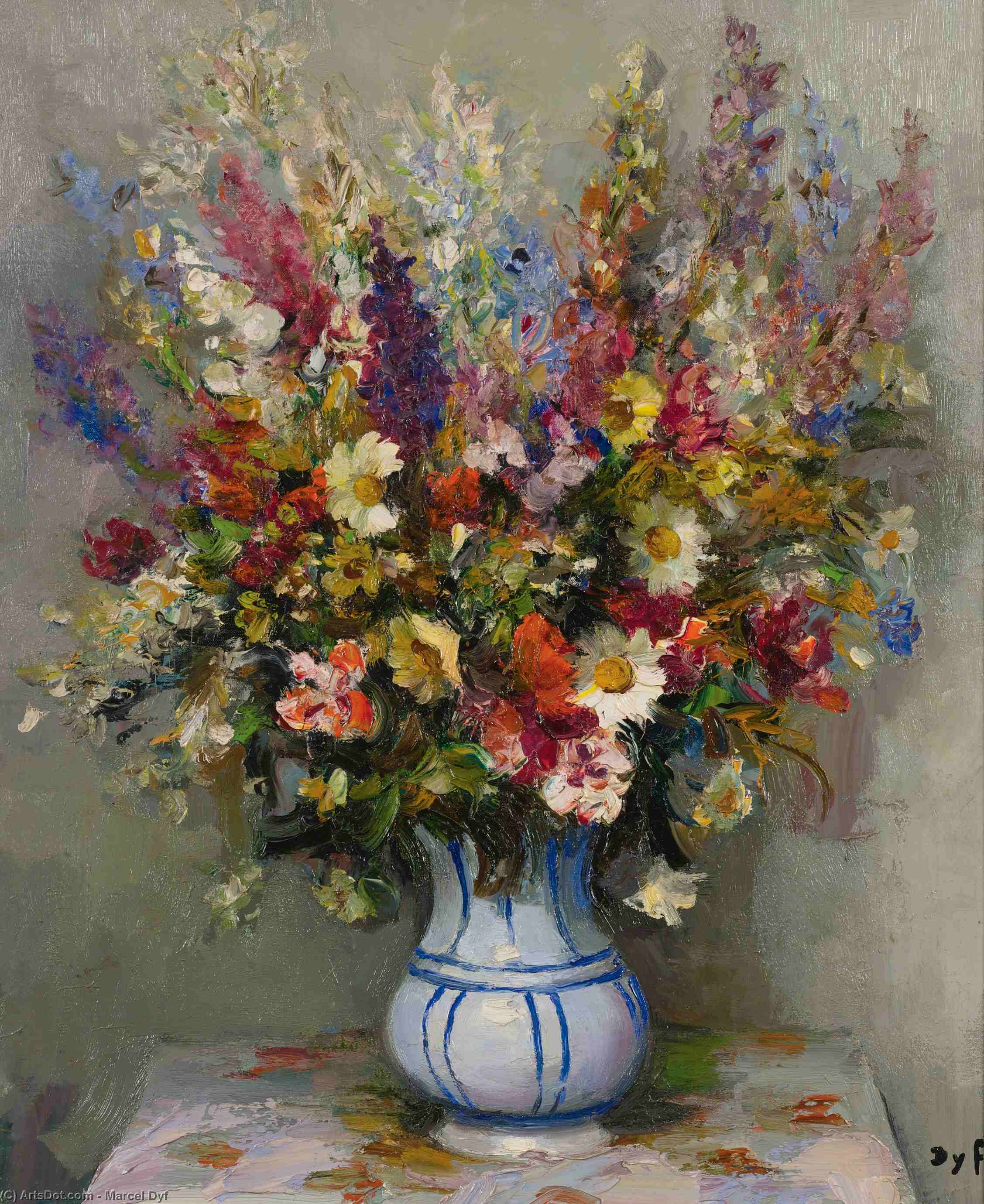 Buy Museum Art Reproductions Bouquet with Delphinium, (1950) by Marcel Dyf (Inspired By) (1899-1985, France) | ArtsDot.com