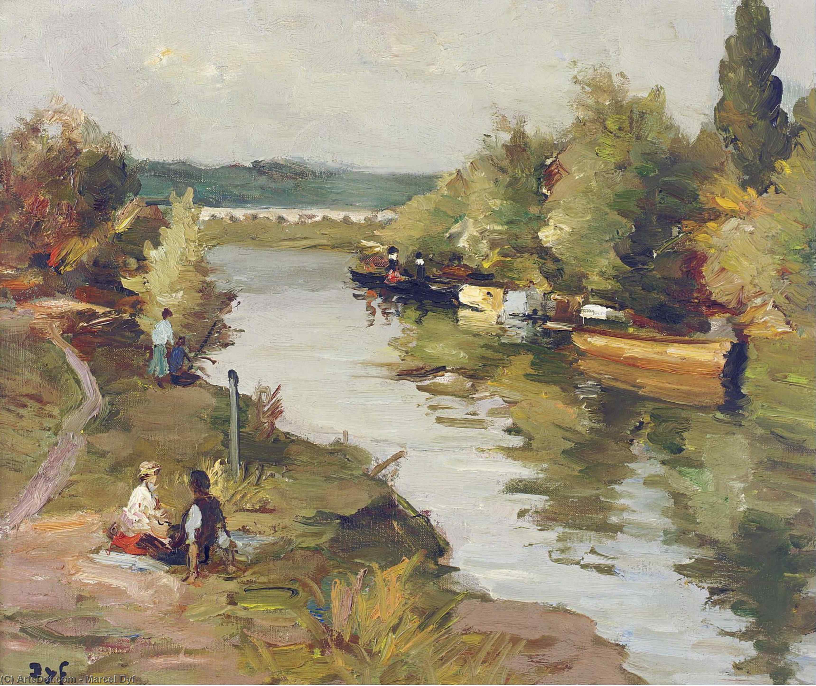 Buy Museum Art Reproductions Lovers on the River Bank at Amoureux, (1955) by Marcel Dyf (Inspired By) (1899-1985, France) | ArtsDot.com