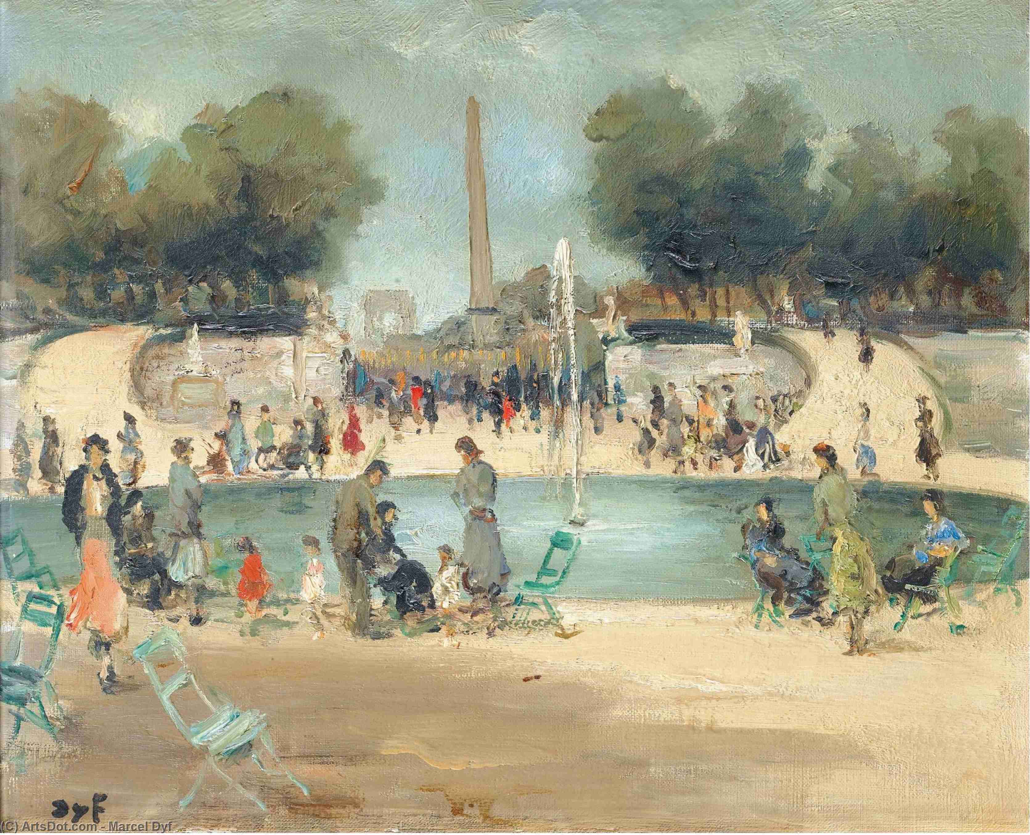 Order Oil Painting Replica The Garden of Tuileries by Marcel Dyf (Inspired By) (1899-1985, France) | ArtsDot.com