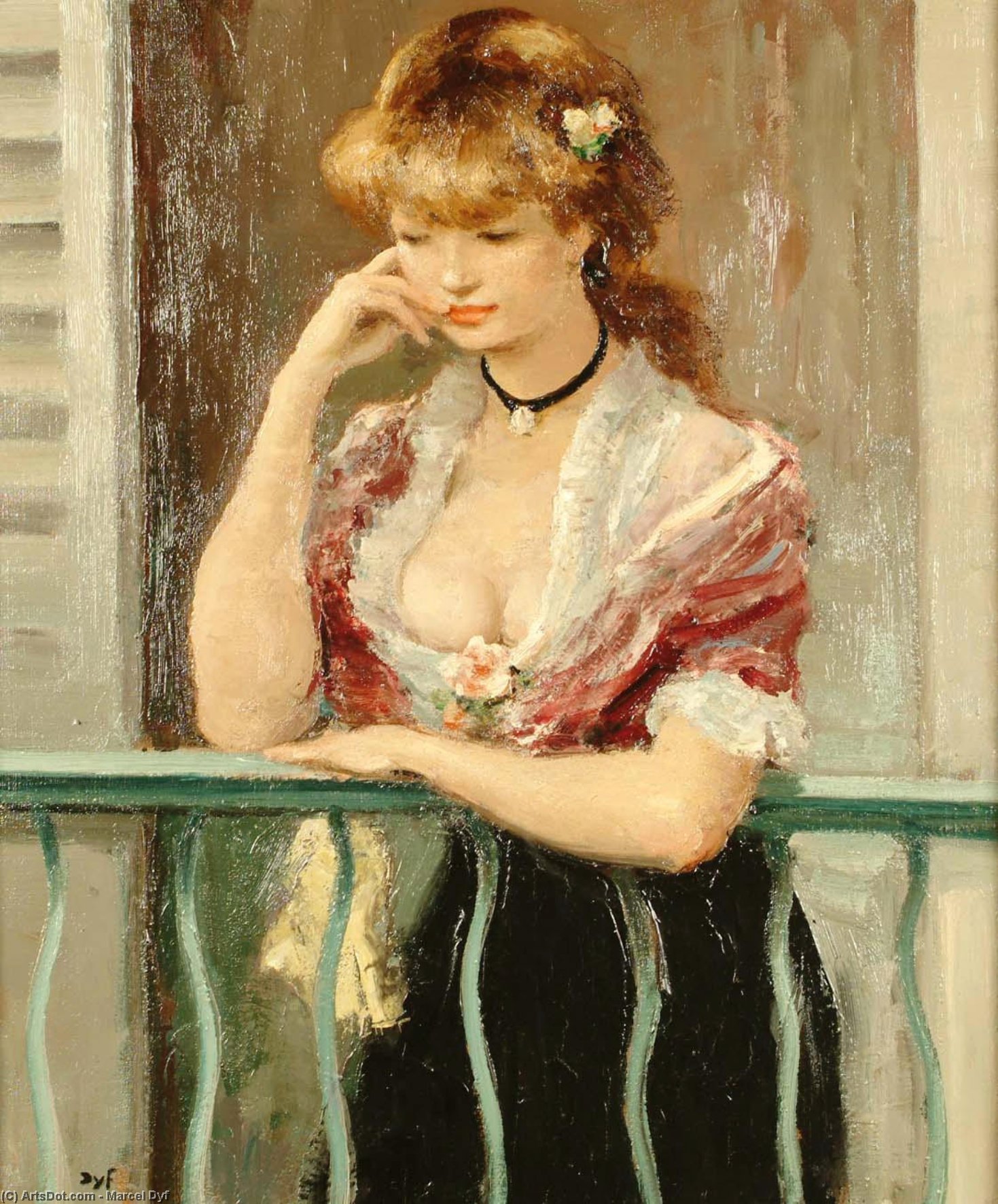 Buy Museum Art Reproductions Woman on a Balcony by Marcel Dyf (Inspired By) (1899-1985, France) | ArtsDot.com