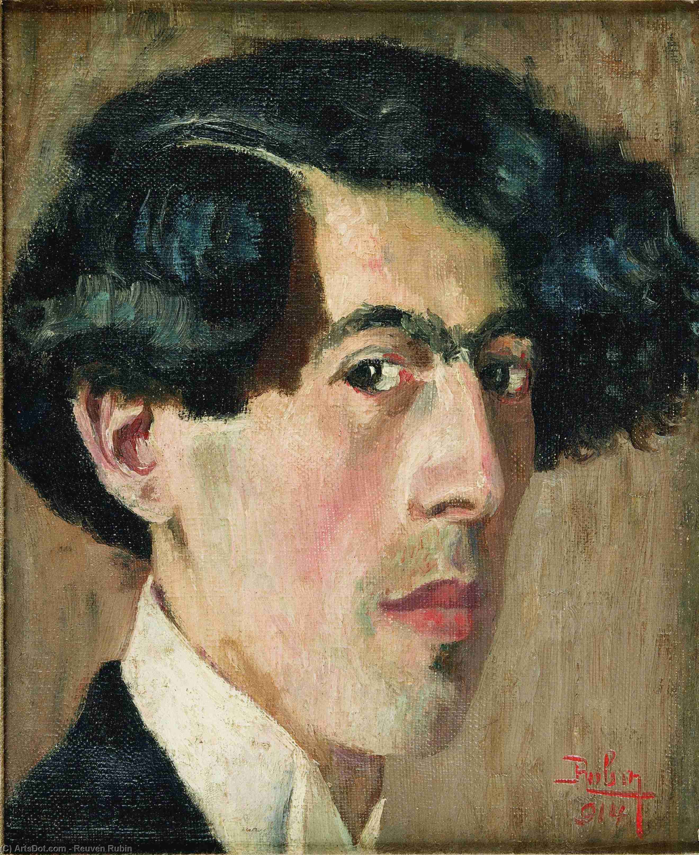 Order Oil Painting Replica Self-Portrait of the Artist in His Studio, (1914) by Reuven Rubin (Inspired By) (1893-1974, Romania) | ArtsDot.com