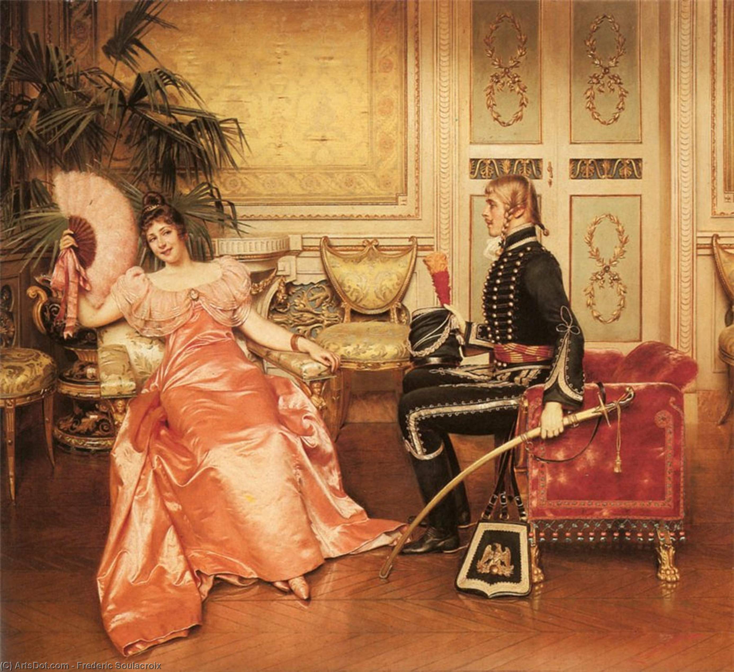 Order Oil Painting Replica Flirtation by Charles Joseph Frédéric Soulacroix (1858-1933) | ArtsDot.com