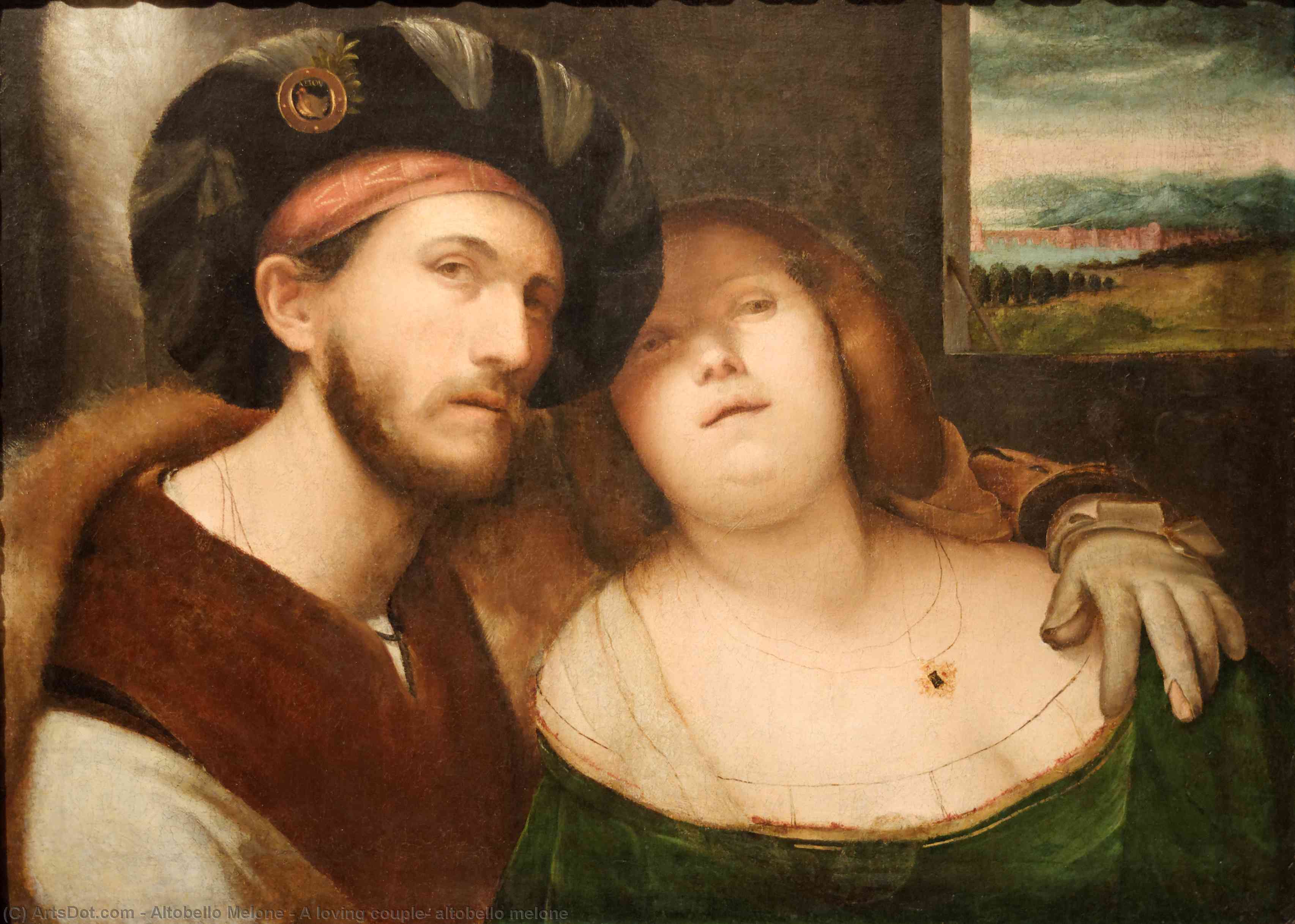 Buy Museum Art Reproductions A loving couple, altobello melone by Altobello Melone (1491-1543, Italy) | ArtsDot.com