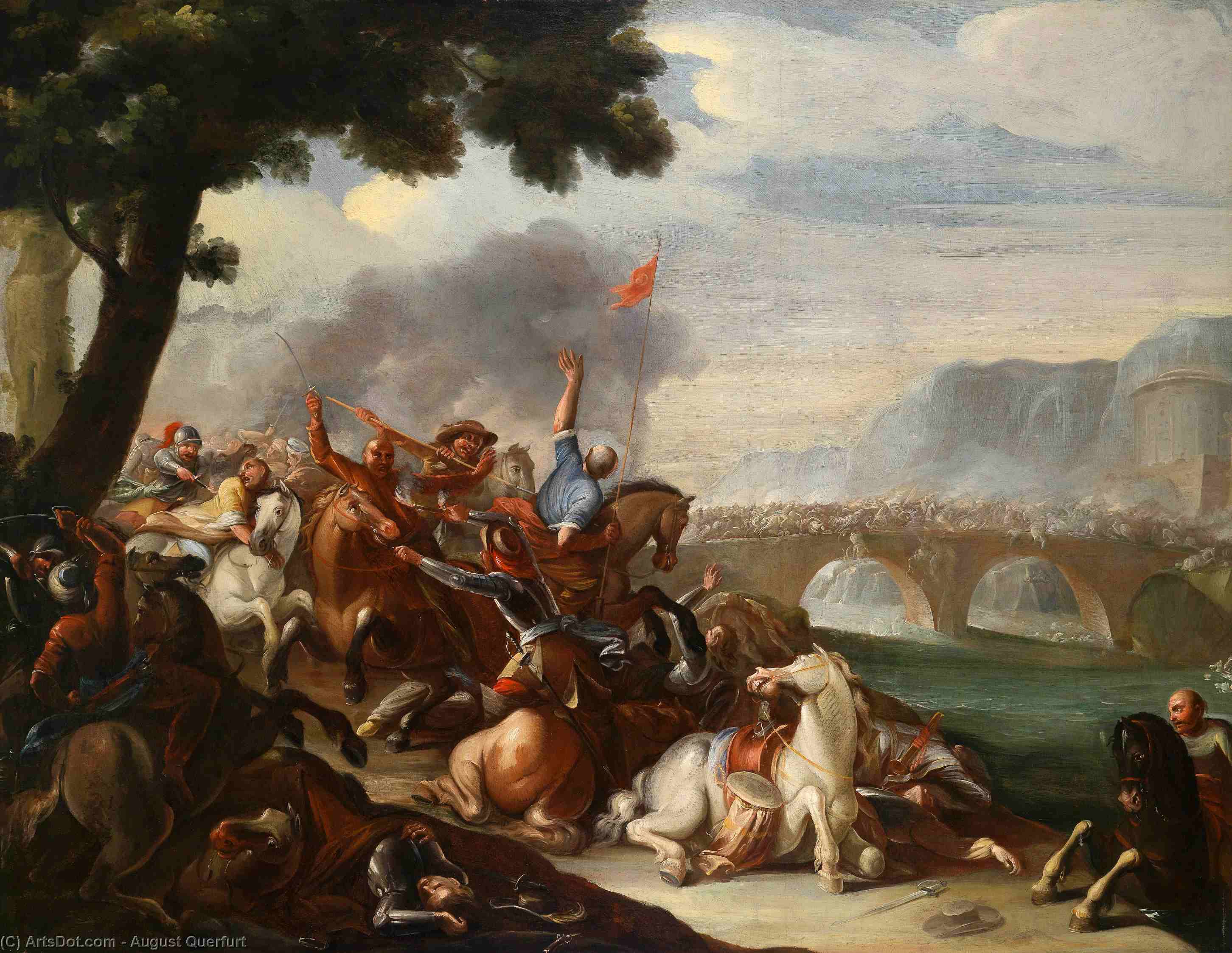 Buy Museum Art Reproductions Cavalry battle between Christians and Turks by August Querfurt (1696-1761, Austria) | ArtsDot.com