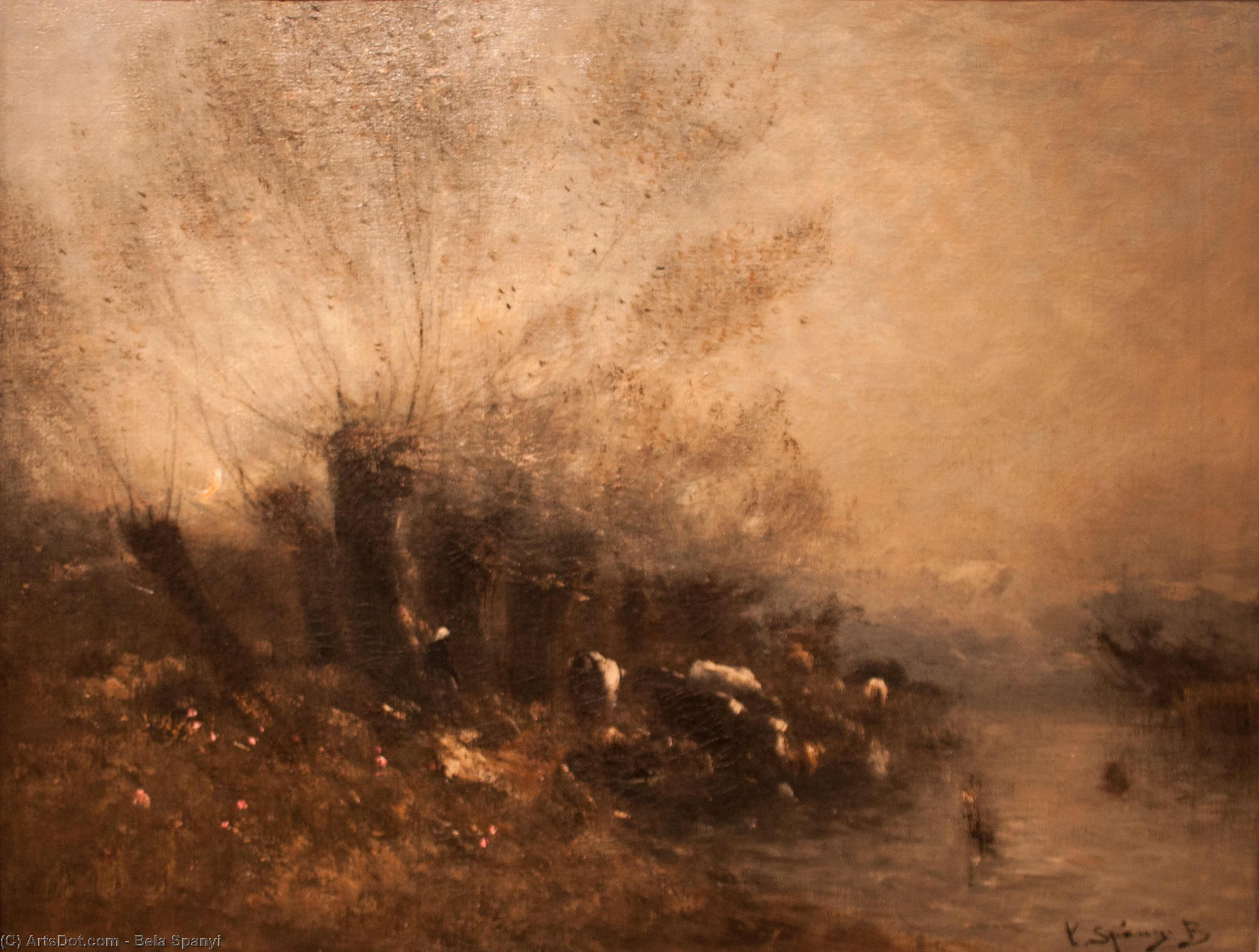 Order Artwork Replica Sunset at the Riverside by Bela Spanyi (1852-1914) | ArtsDot.com