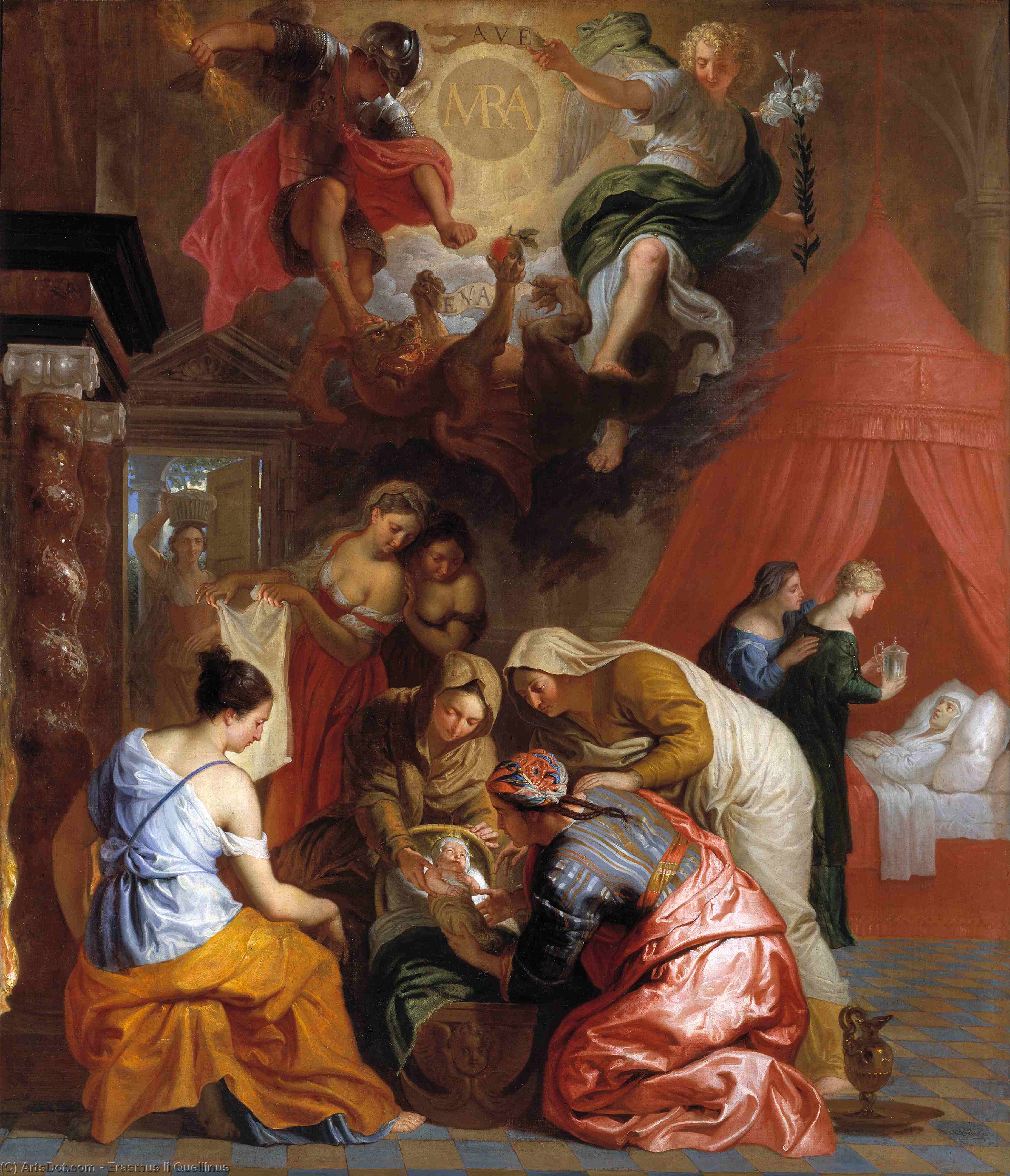 Order Oil Painting Replica The Birth of the Virgin by Erasmus Ii Quellinus | ArtsDot.com