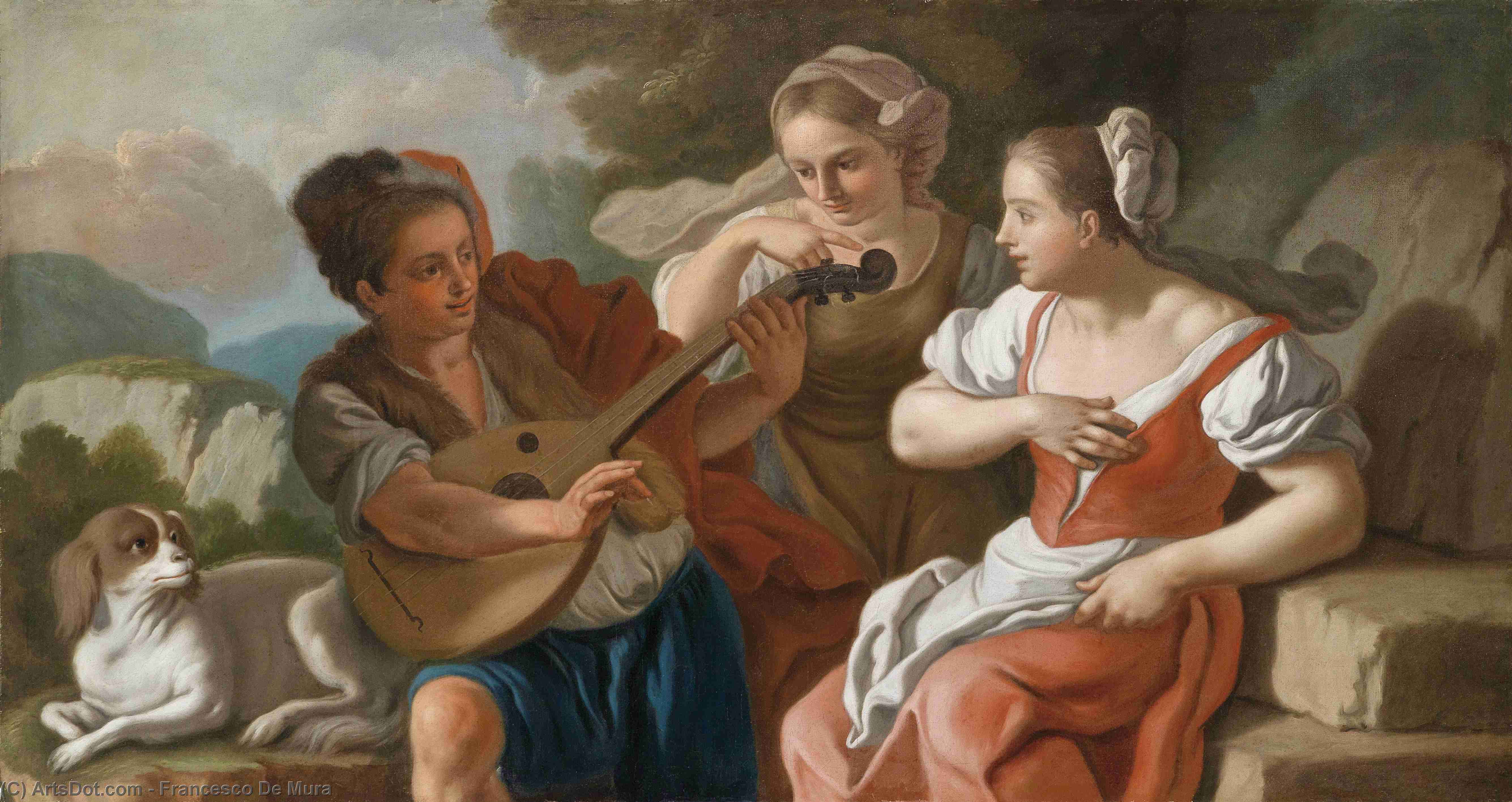Order Oil Painting Replica The lutenist by Francesco De Mura (1696-1782, Italy) | ArtsDot.com