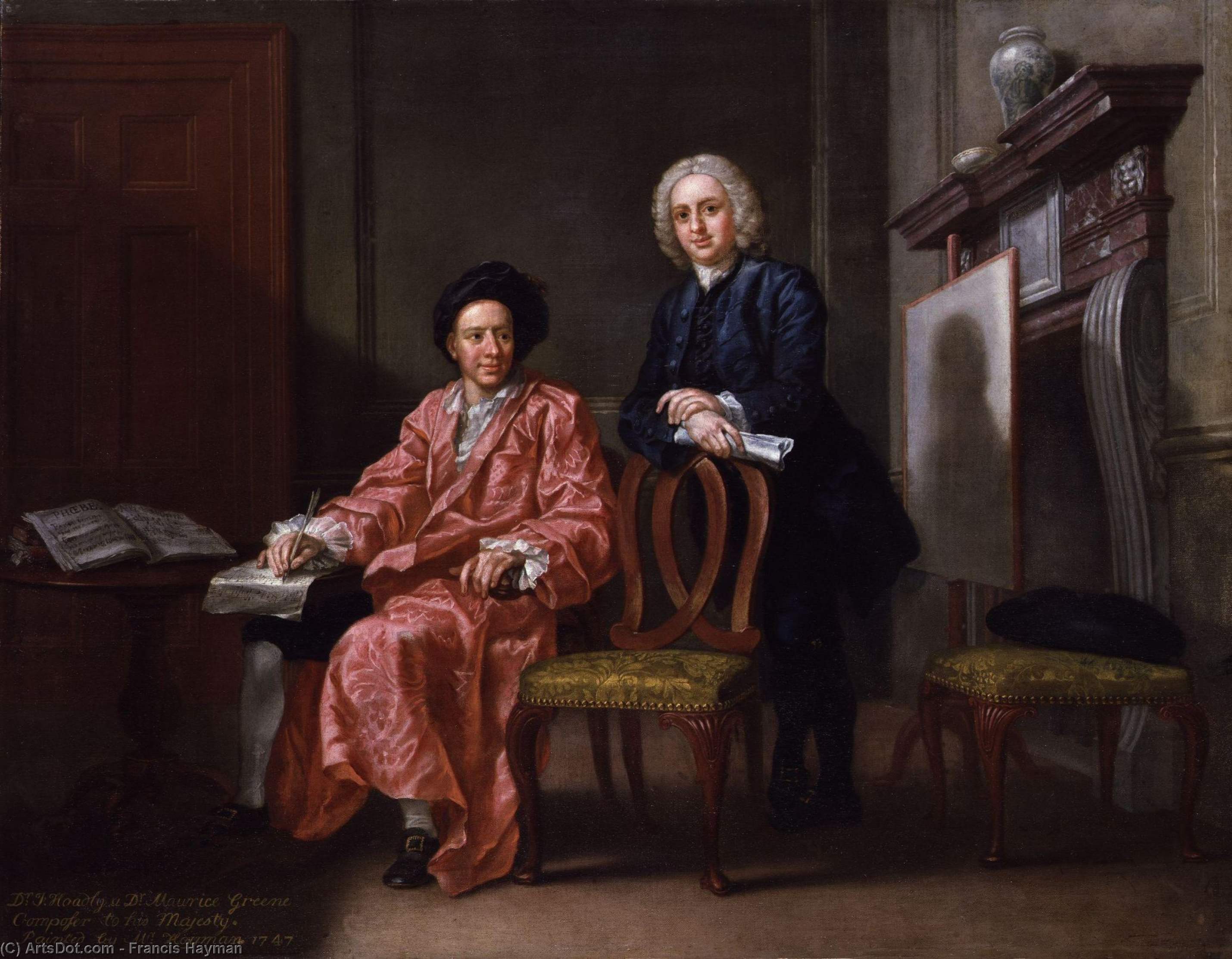 Order Oil Painting Replica Maurice greene; john hoadly by Francis Hayman (1708-1776, United Kingdom) | ArtsDot.com