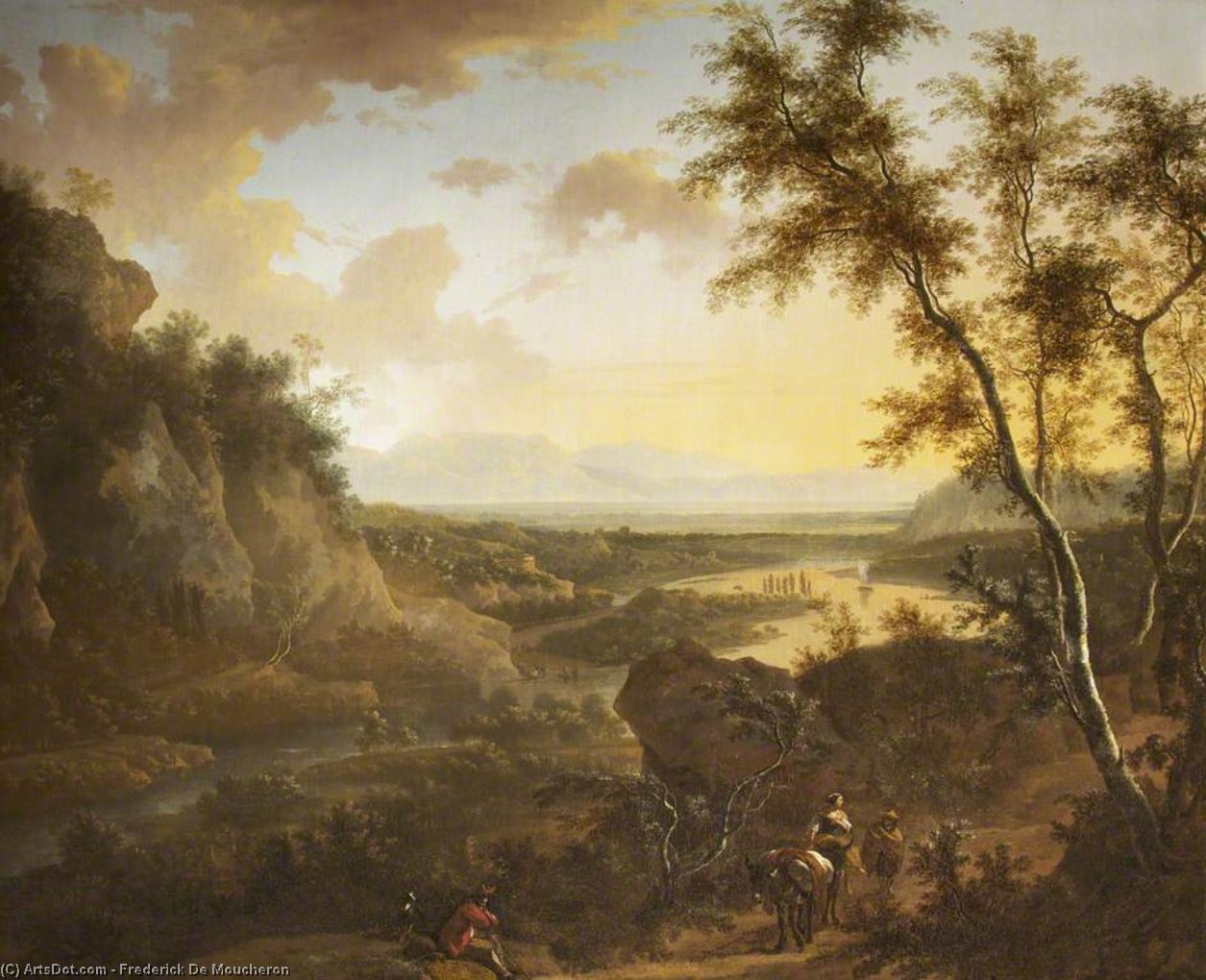 Buy Museum Art Reproductions An italianate landscape by Frederik De Moucheron | ArtsDot.com