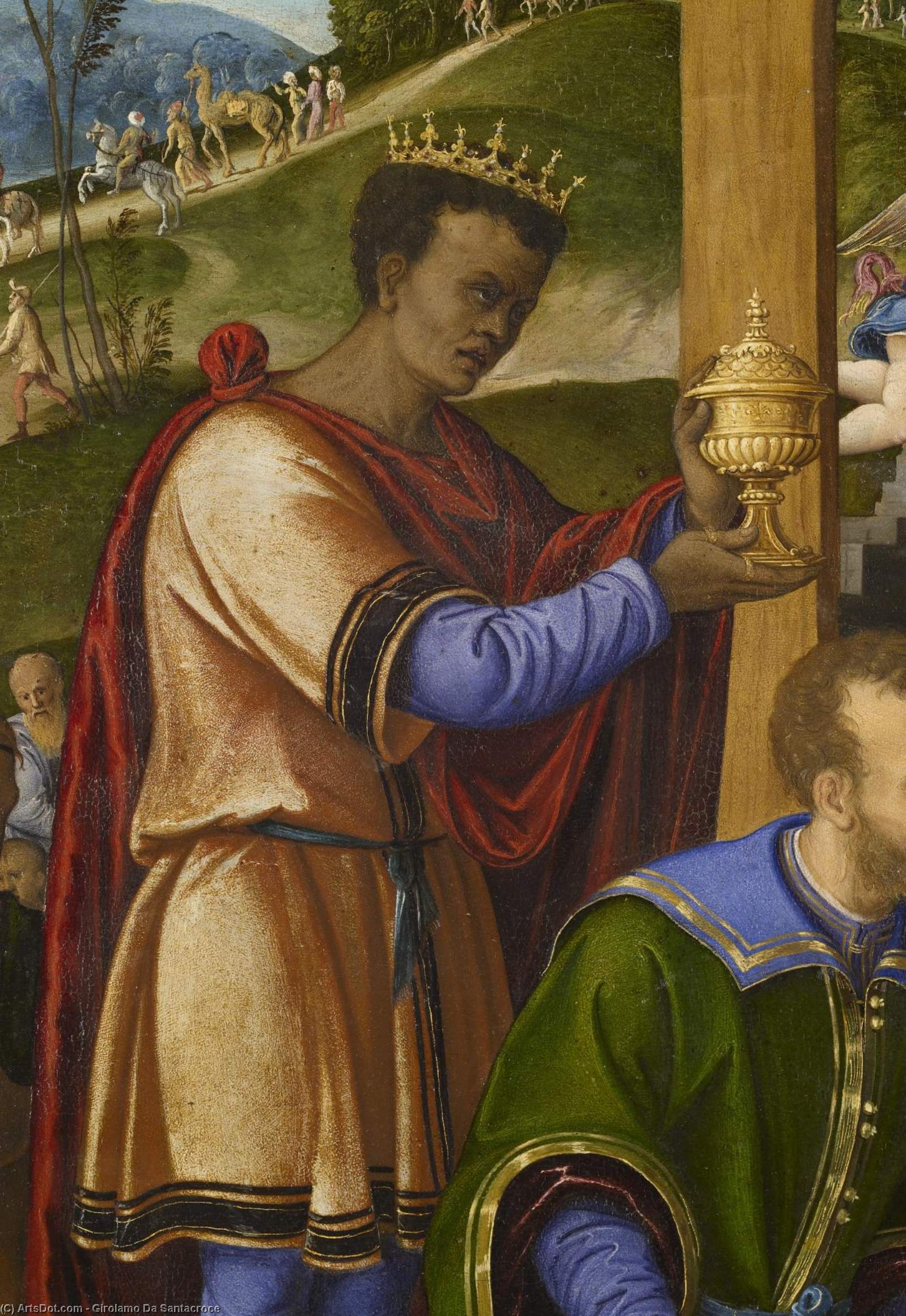 Buy Museum Art Reproductions The Adoration of the Three Kings by Girolamo Da Santacroce (1480-1556, Italy) | ArtsDot.com