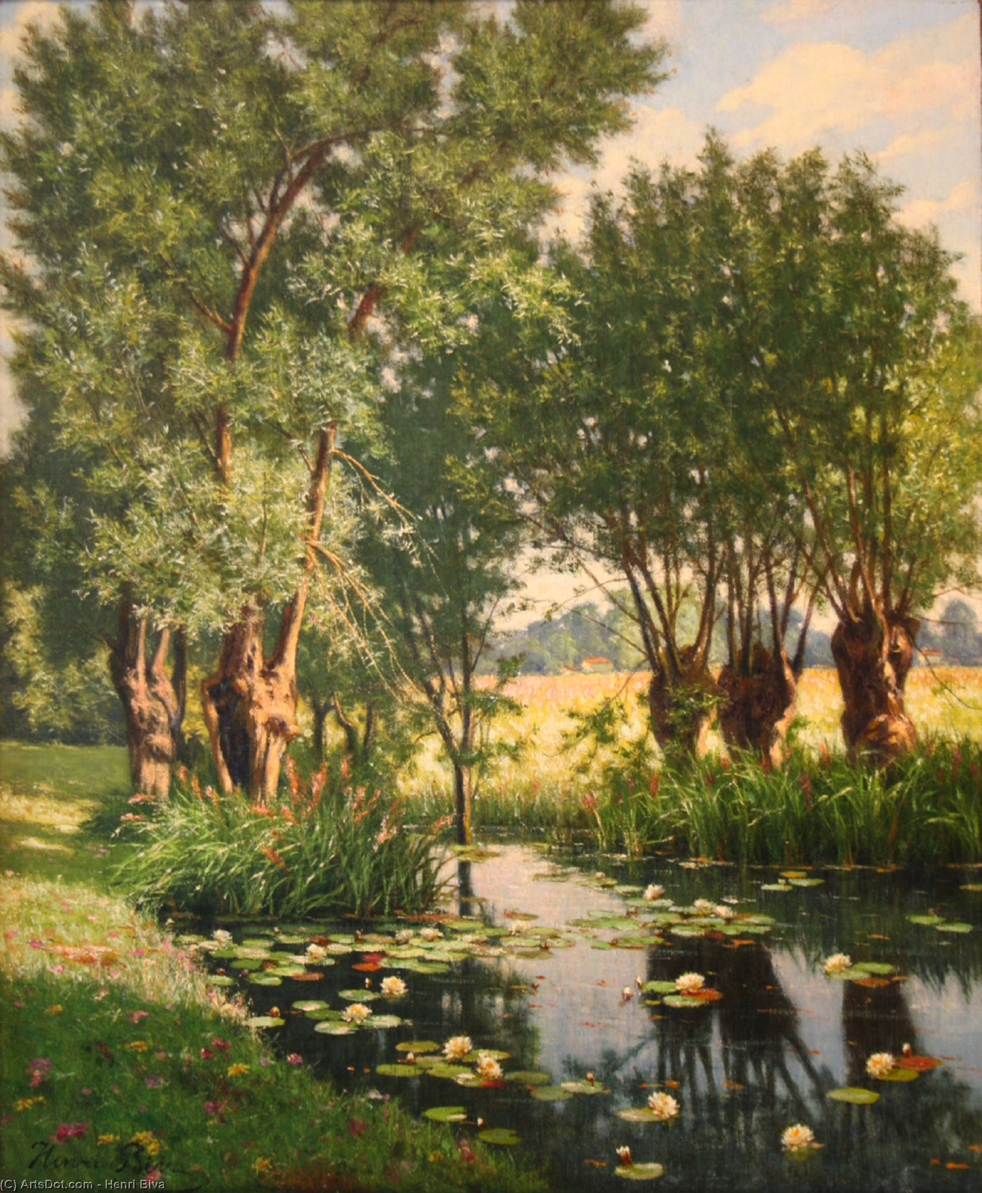 Buy Museum Art Reproductions River Scene in Spring by Henri Biva (1848-1929, France) | ArtsDot.com