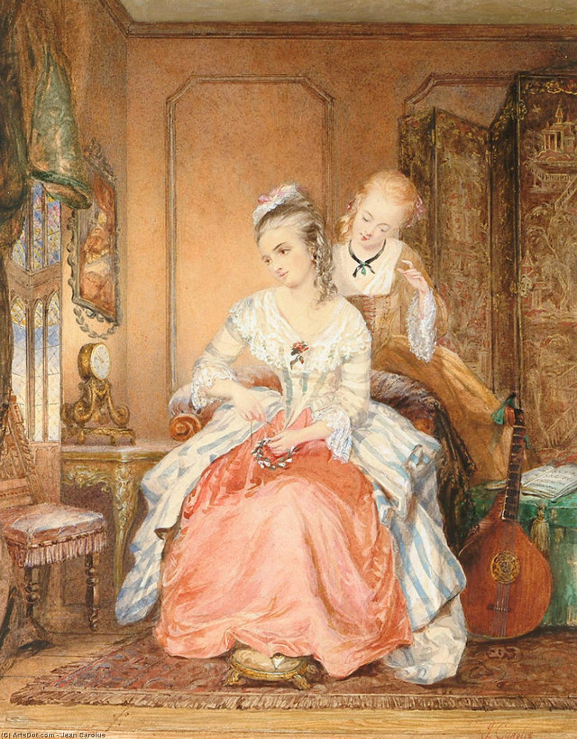 Buy Museum Art Reproductions A lady and her maid by Jean Carolus (1814-1897, Belgium) | ArtsDot.com