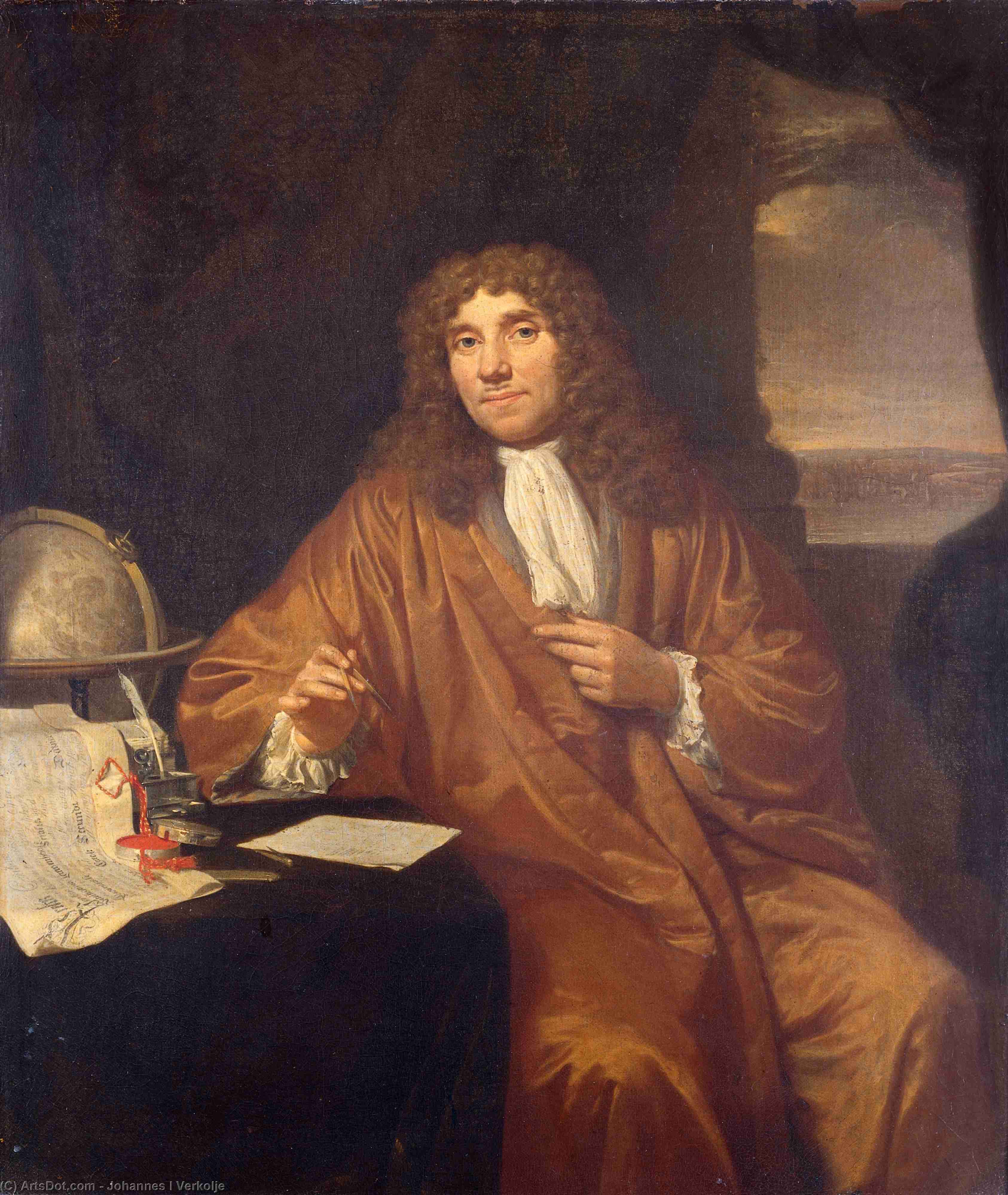 Order Oil Painting Replica Anthonie van Leeuwenhoek by Johannes I Verkolje (1650-1693, Netherlands) | ArtsDot.com