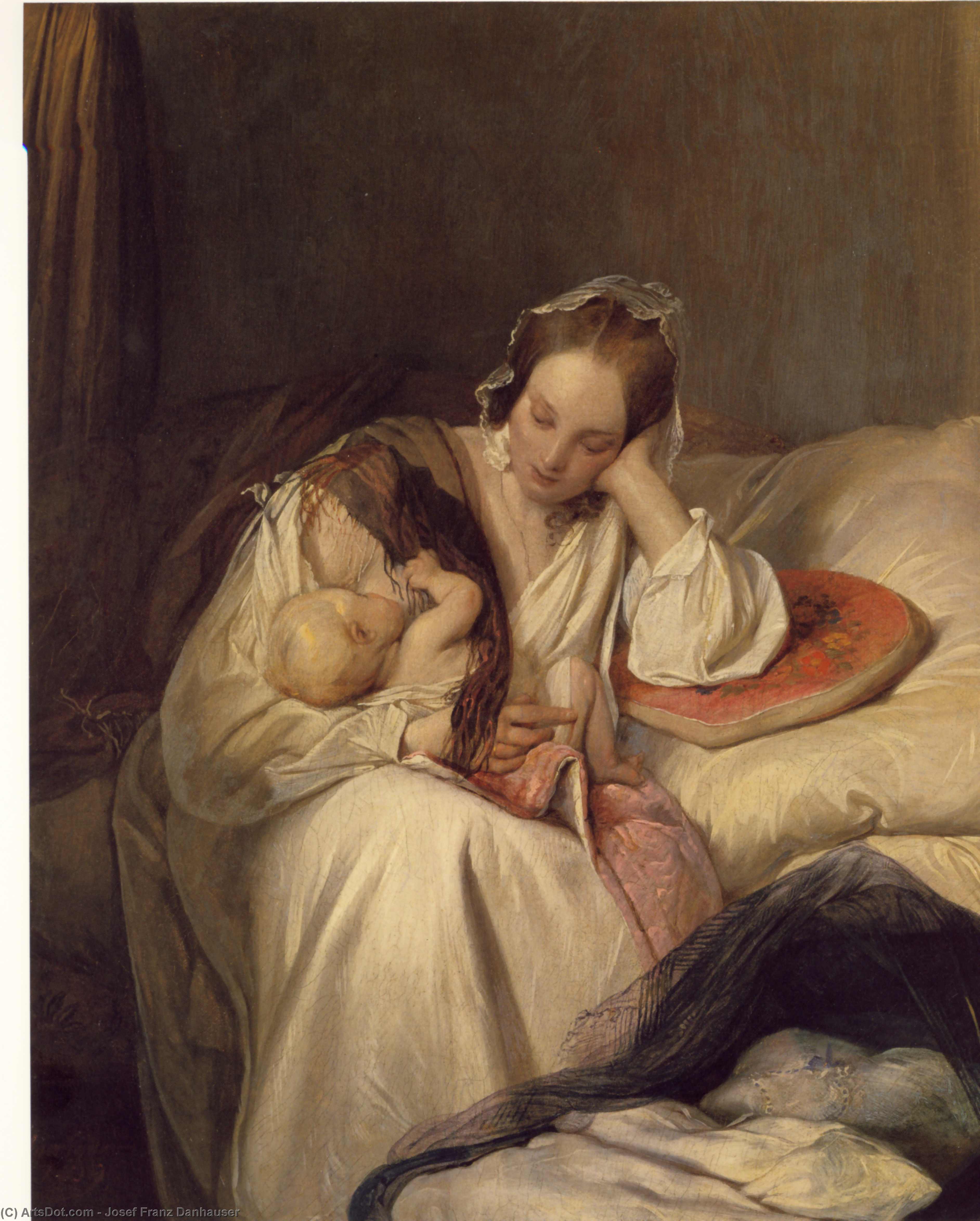 Buy Museum Art Reproductions Mother`s love by Josef Franz Danhauser (1805-1845, Austria) | ArtsDot.com