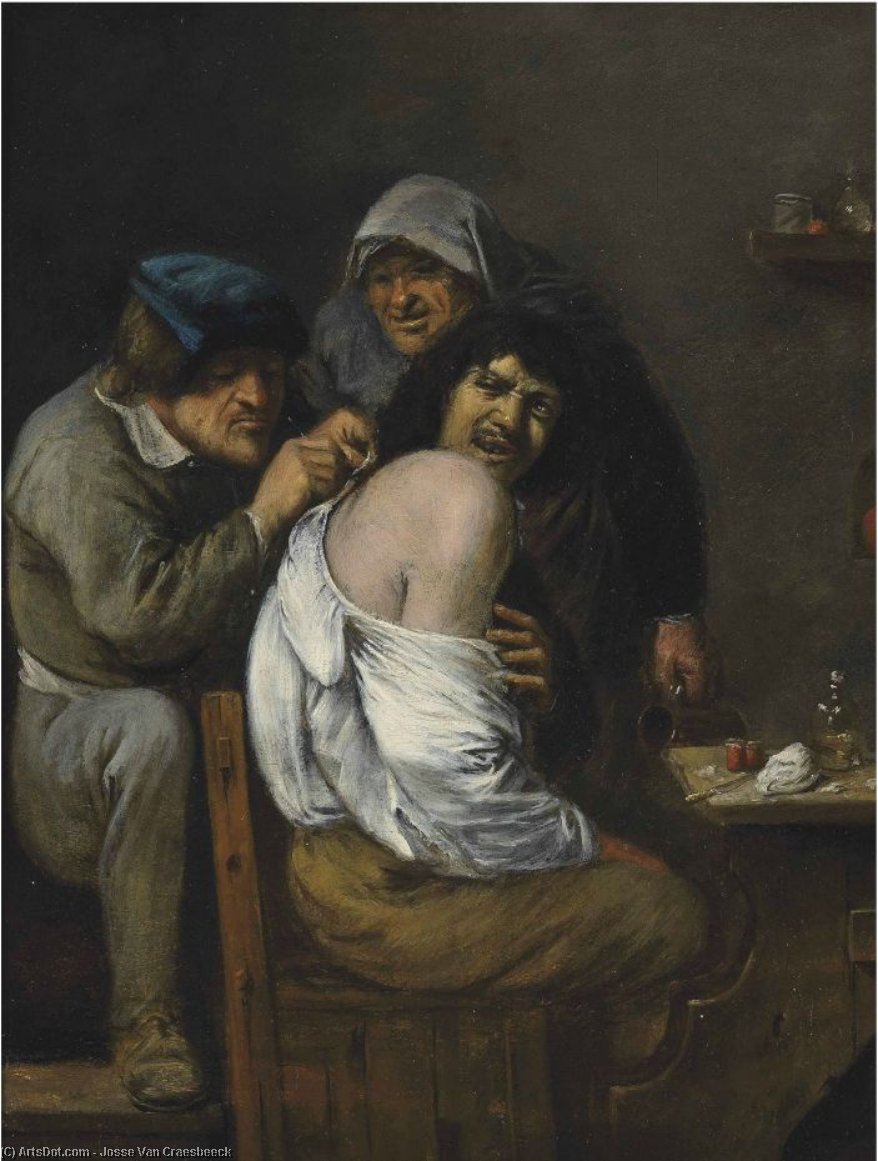 Buy Museum Art Reproductions An interior with a doctor treating a patient by Joos Van Craesbeeck | ArtsDot.com