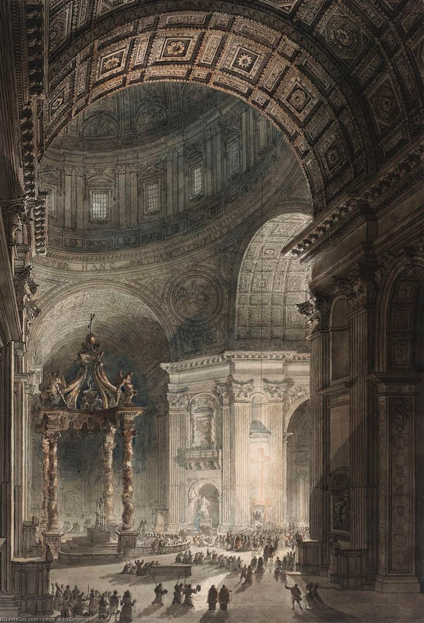 Order Oil Painting Replica Illumination of the Cross of Saint Peter in Rome by Louis Jean Desprez (1743-1804, France) | ArtsDot.com