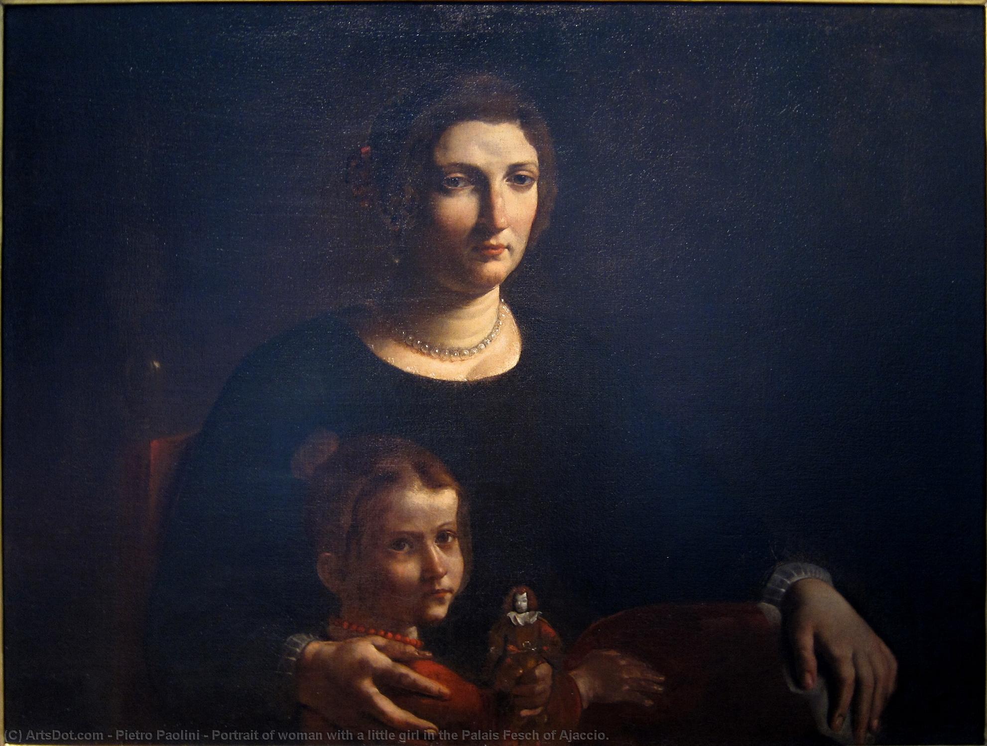 Buy Museum Art Reproductions Portrait of woman with a little girl in the Palais Fesch of Ajaccio. by Pietro Paolini (1603-1681, Italy) | ArtsDot.com