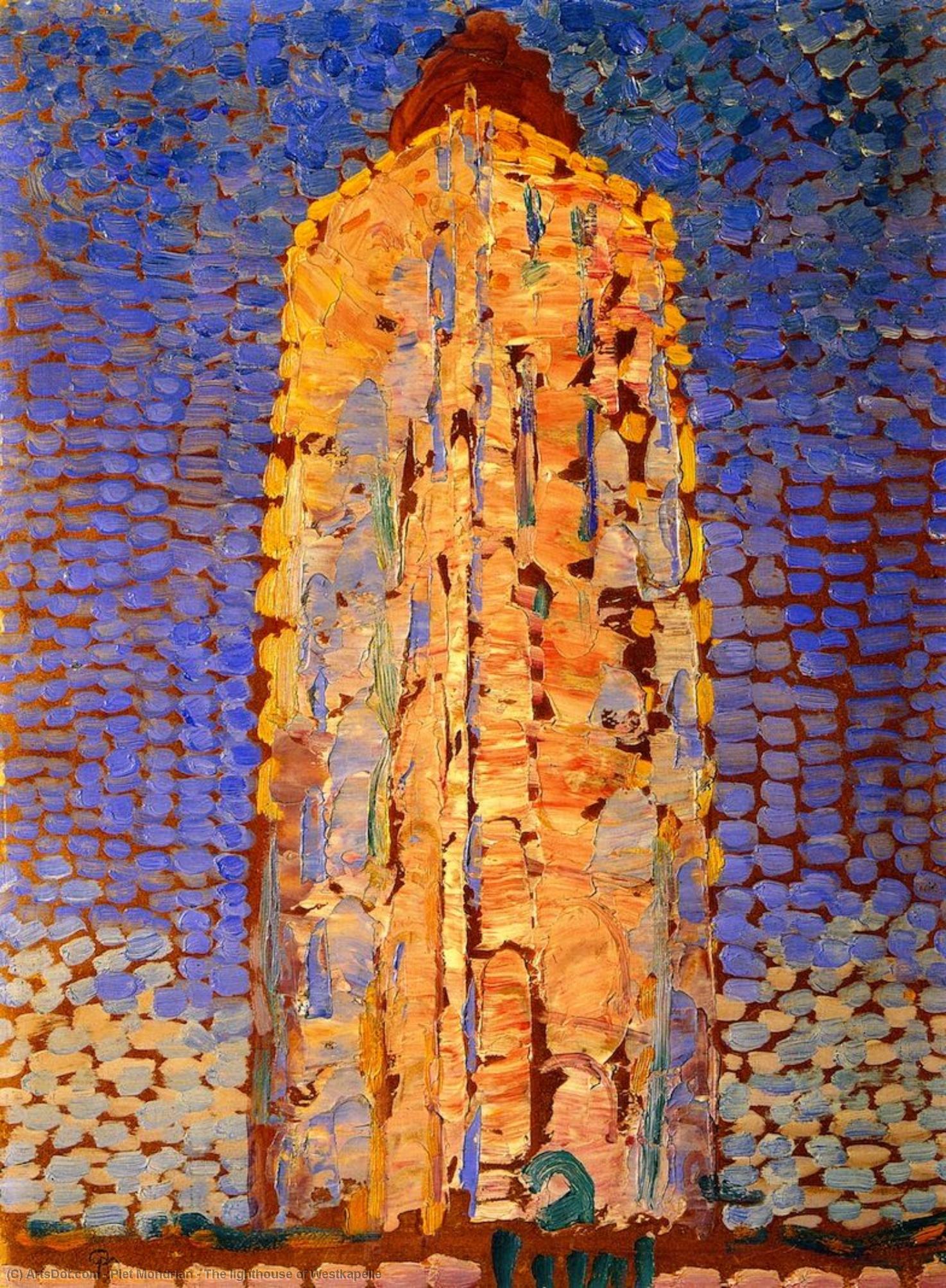 Order Oil Painting Replica The lighthouse of Westkapelle by Piet Mondrian (1872-1944, Netherlands) | ArtsDot.com